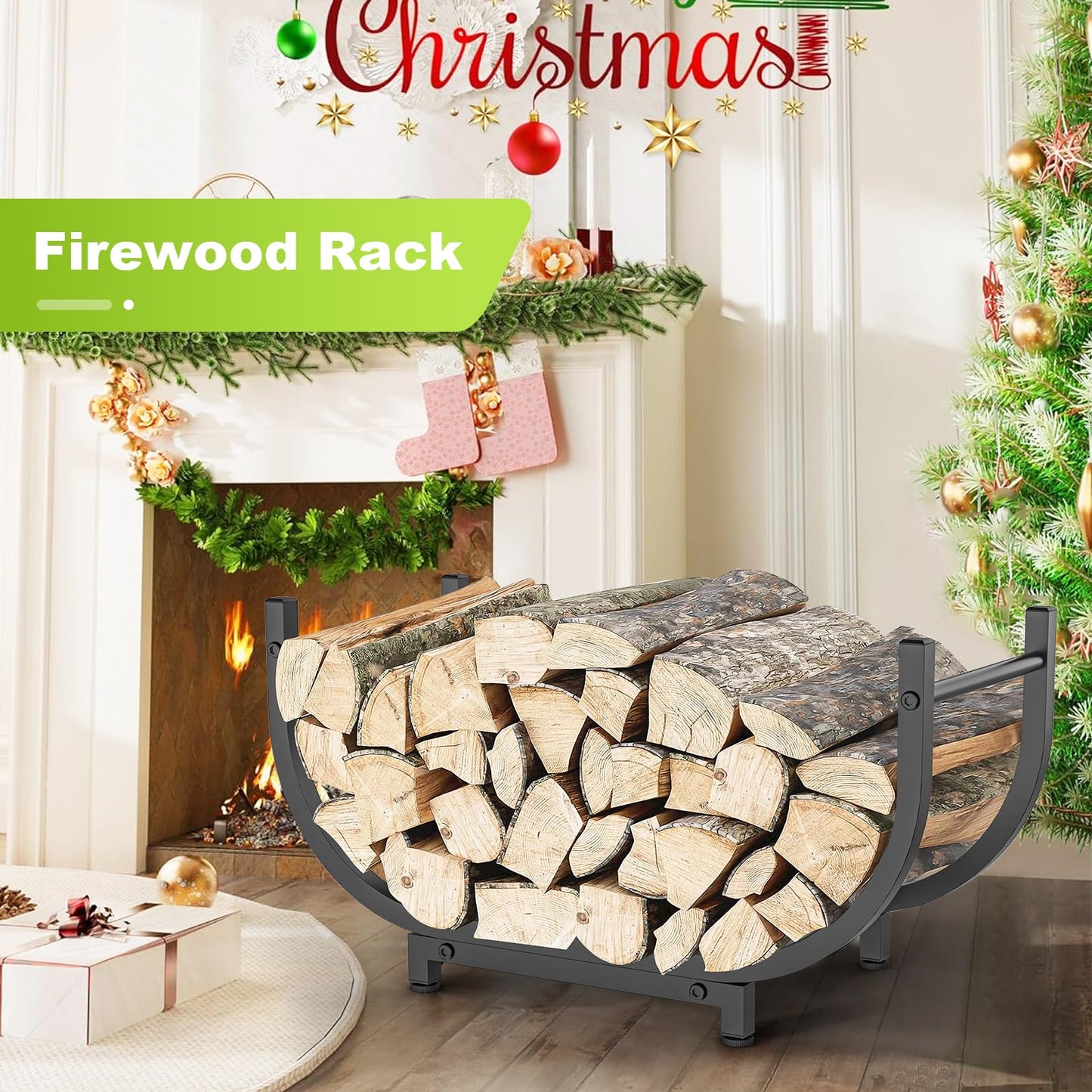 KRZKRZ Firewood Rack Outdoor 30in，Indoor Firewood Storage and Firewood Rustproof Holder，Stable Log Holder and Fireplace Decor Organizer