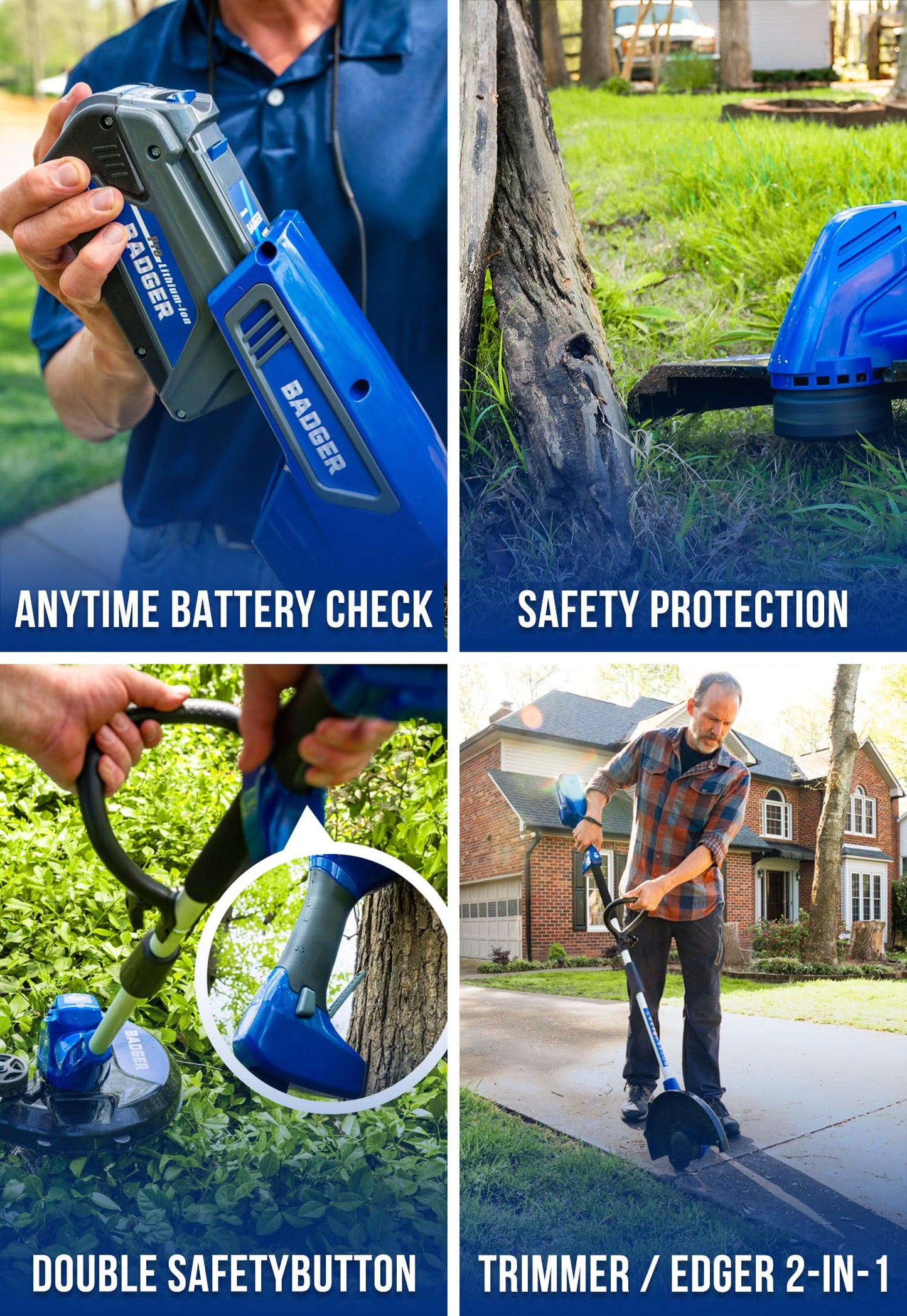 Wild Badger Power Weed Wacker 40V 13'' Cordless 2 in 1 String Trimmer/Edger with Auto Feed, 2.0Ah Battery and Charger, 2 Pack Trimmer Line