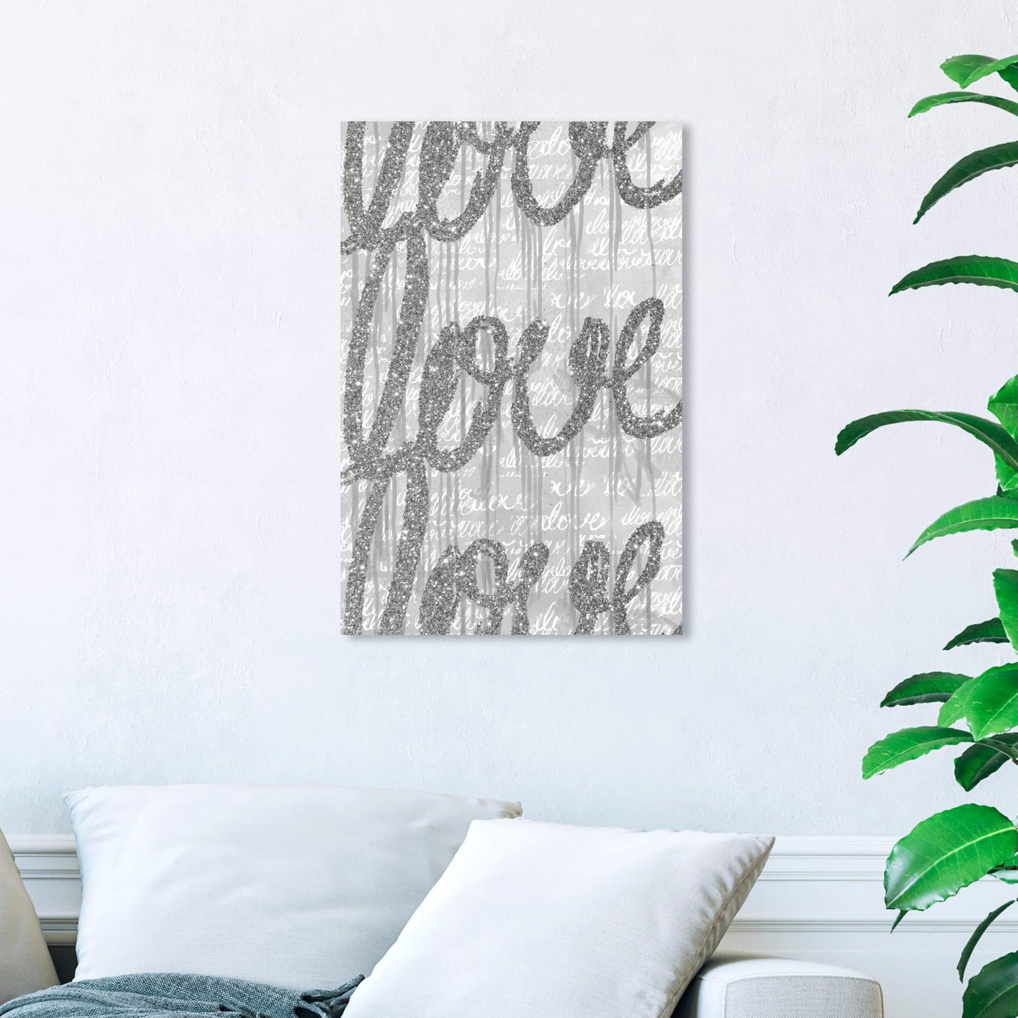 The Oliver Gal Artist Co. Oliver Gal Round Tall Glitter' Silver Typography Wall Art Print Premium Canvas, 16" x 24", Gray