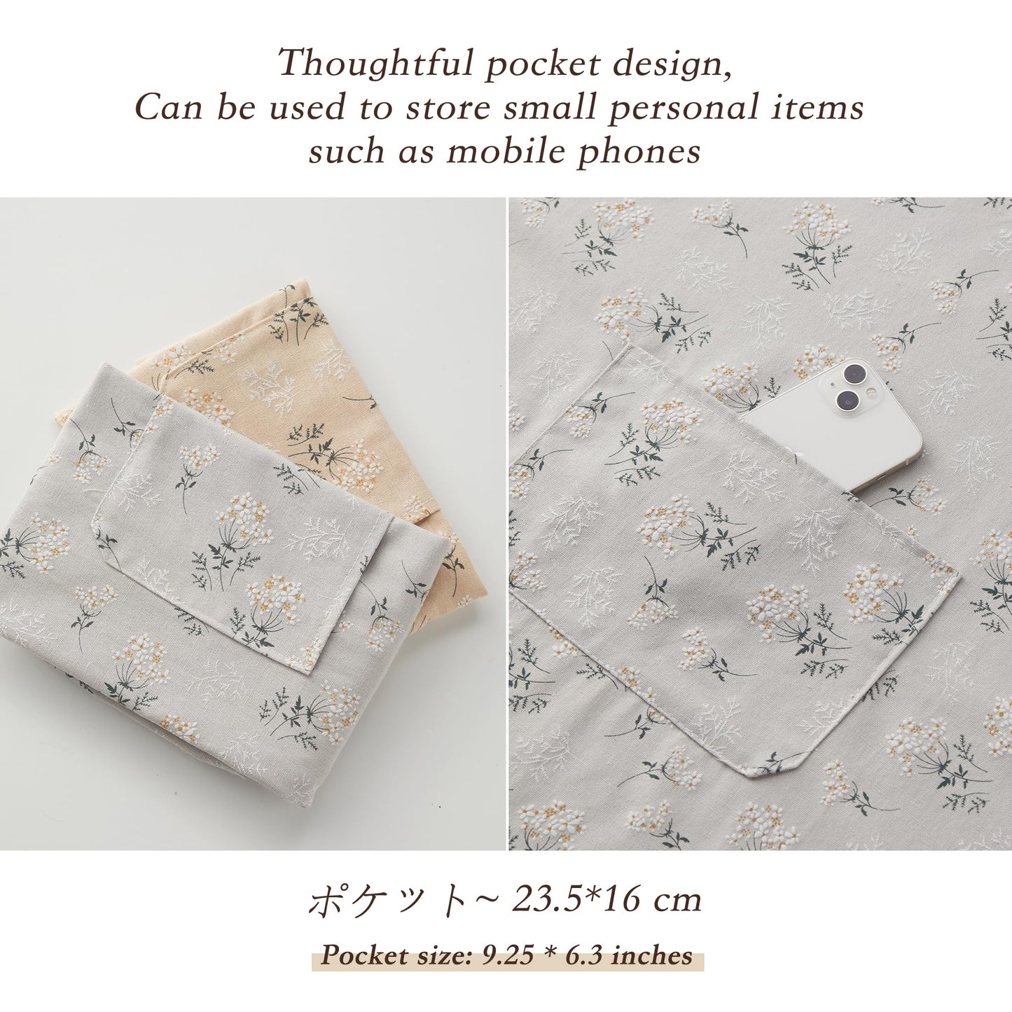 GROZOSS Aprons for Women with Pockets, Japanese Linen Kitchen Apron, Adjustable Lightweight Breathable Embossed Fabric, Cooking Baking Gardening Craft Apron, Vintage Floral Style