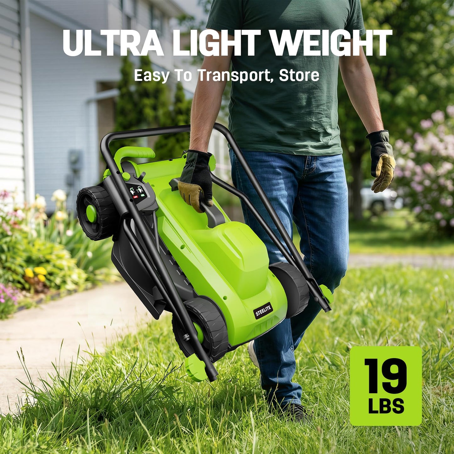 Steelite 13 Inch Electric Lawn Mower, 1300W Corded Power, Lightweight & Compact Design Ideal for Small to Medium Lawns