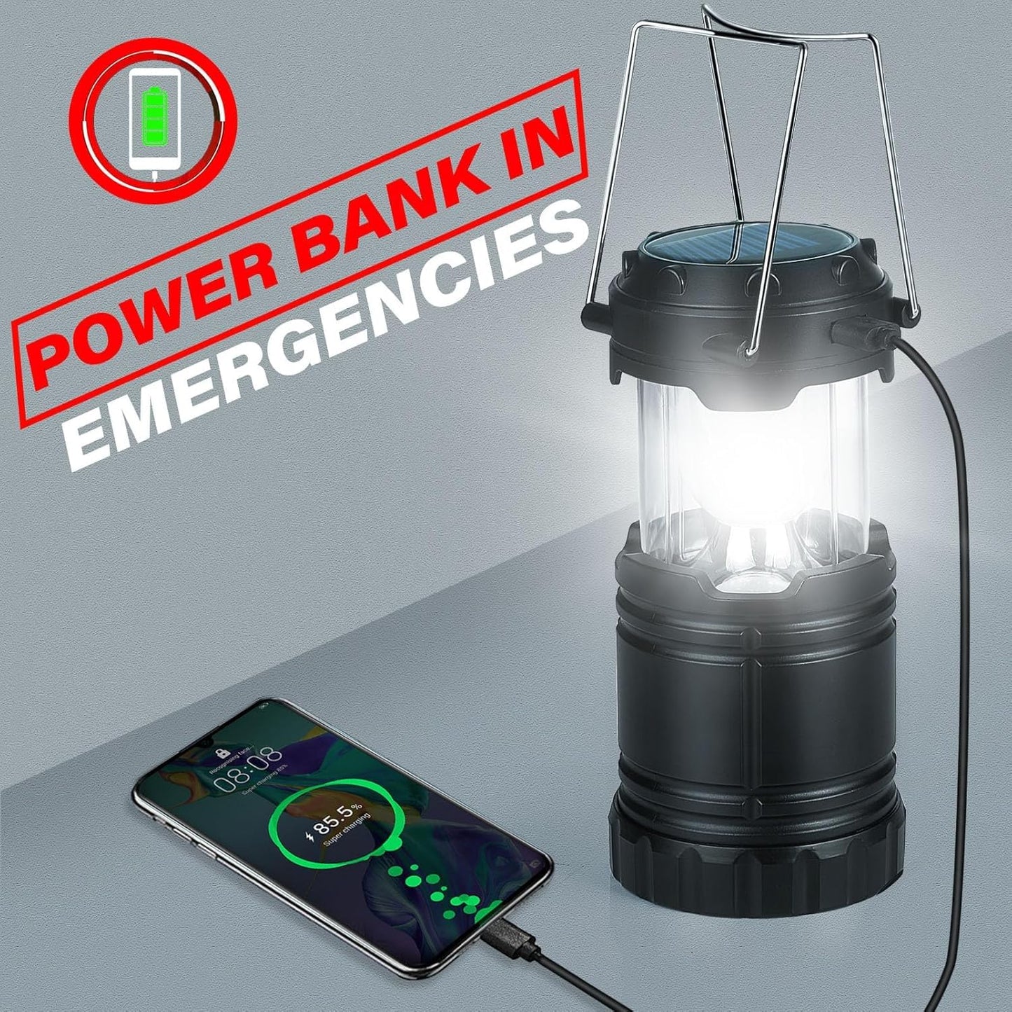 Xynover 4-Pack Solar Camping Lanterns,Rechargeable LED with USB/Solar/AA Battery,Magnetic Base,Hanging Hook,Collapsible, Waterproof for Emergency, Hiking,Hurricane,Campsites,Lanterns for Power Outages