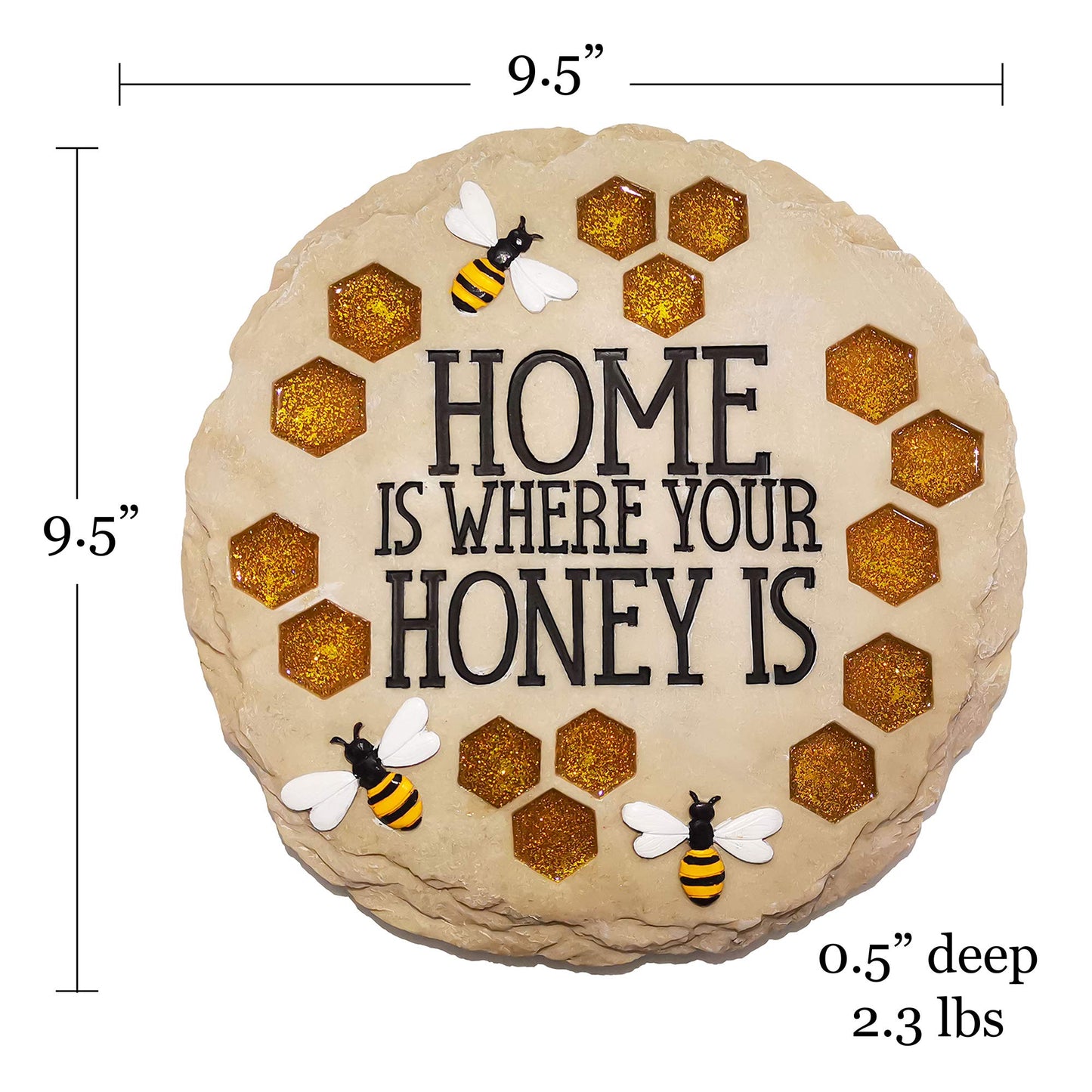 Spoontiques - Garden Décor - Home is Where Your Honey is Stepping Stone - Decorative Stone for Garden