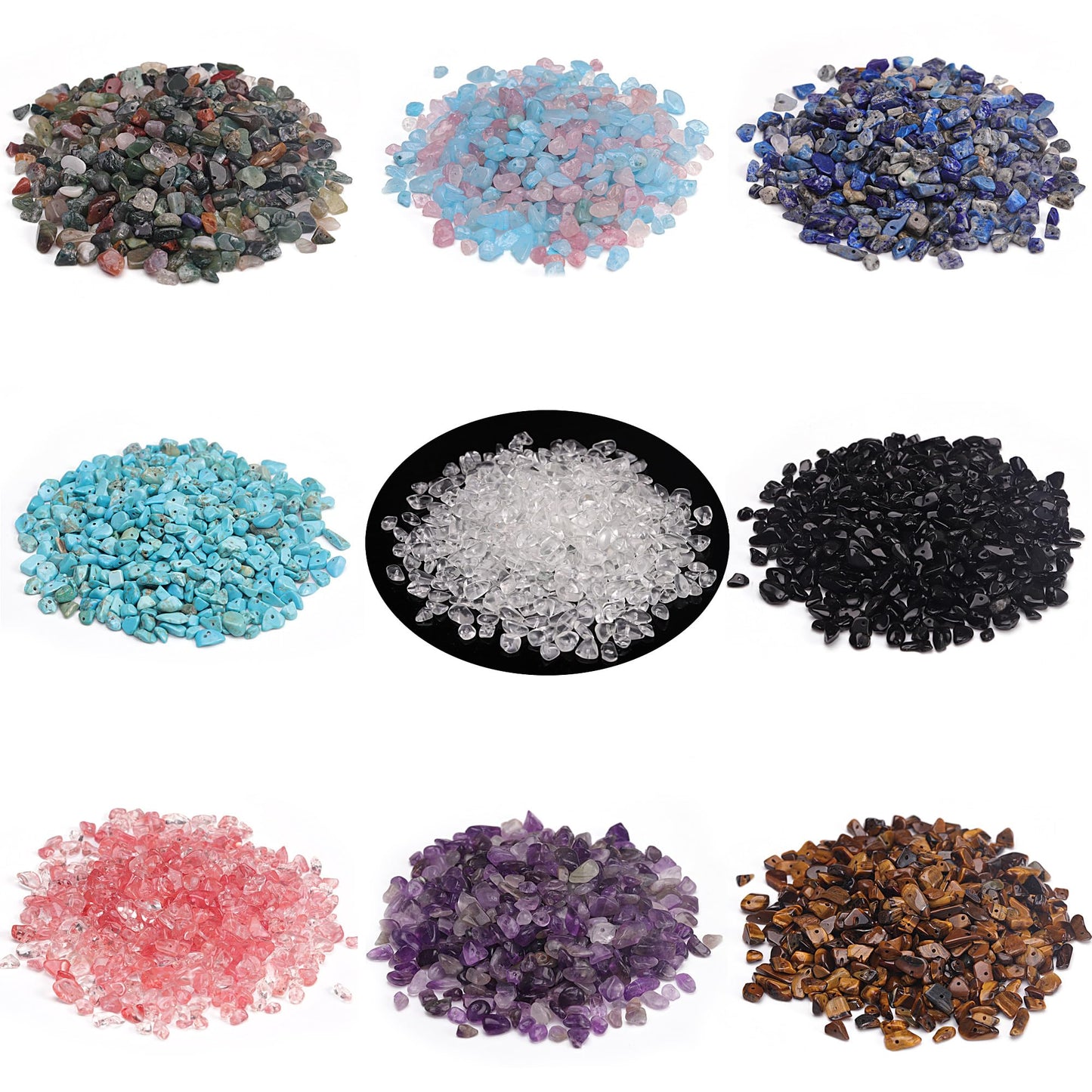 Youngbling Natural Chip Stone Beads 450 Pcs 5-8mm Healing Crystal Irregular Gemstone Drilled Lose Rocks Rose Quartz Beads for Bracelet Jewelry Making