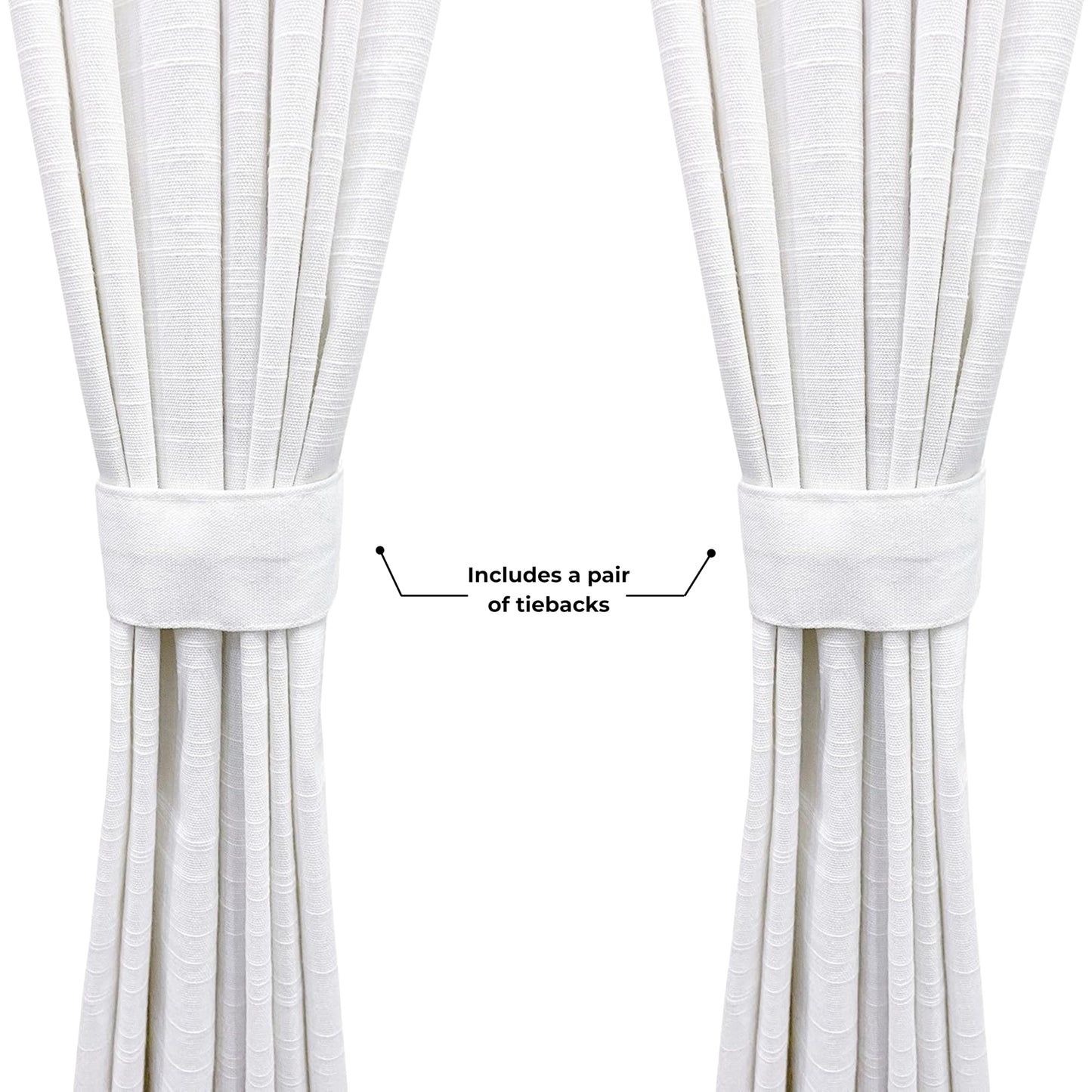 Ramanta Home 100% Cotton Light Filtering Curtains 50x72 Inch - Set of 2, White Curtain for Living Room, Bedroom, Farmhouse Cotton Textured Slub Fabric Semi Sheer Back Tab Window Linen Panels - White