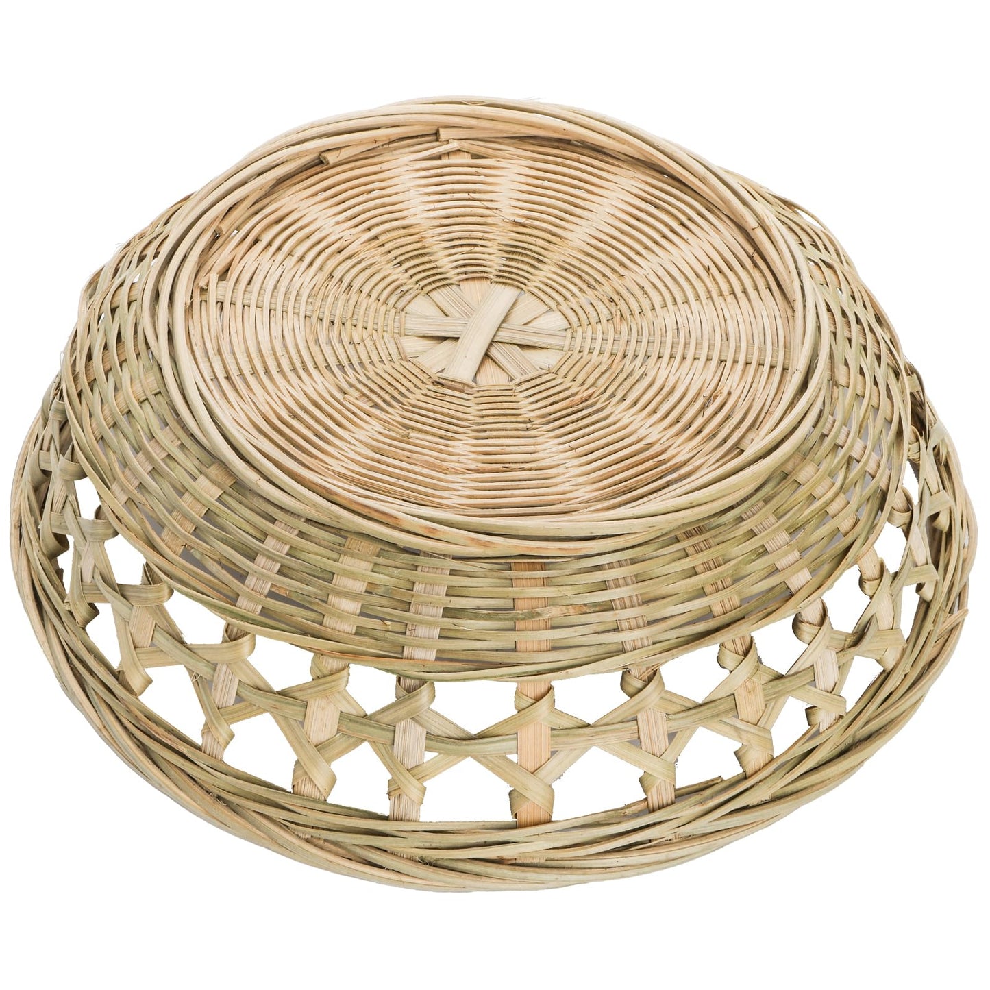 ZENFUN 3 Packs Round Woven Bread Basket, Bamboo Serving Trays, Handwoven Baskets Fruit Basket, Rattan Serving Baskets for Daily Dinning, Kitchen Organization, Stackable