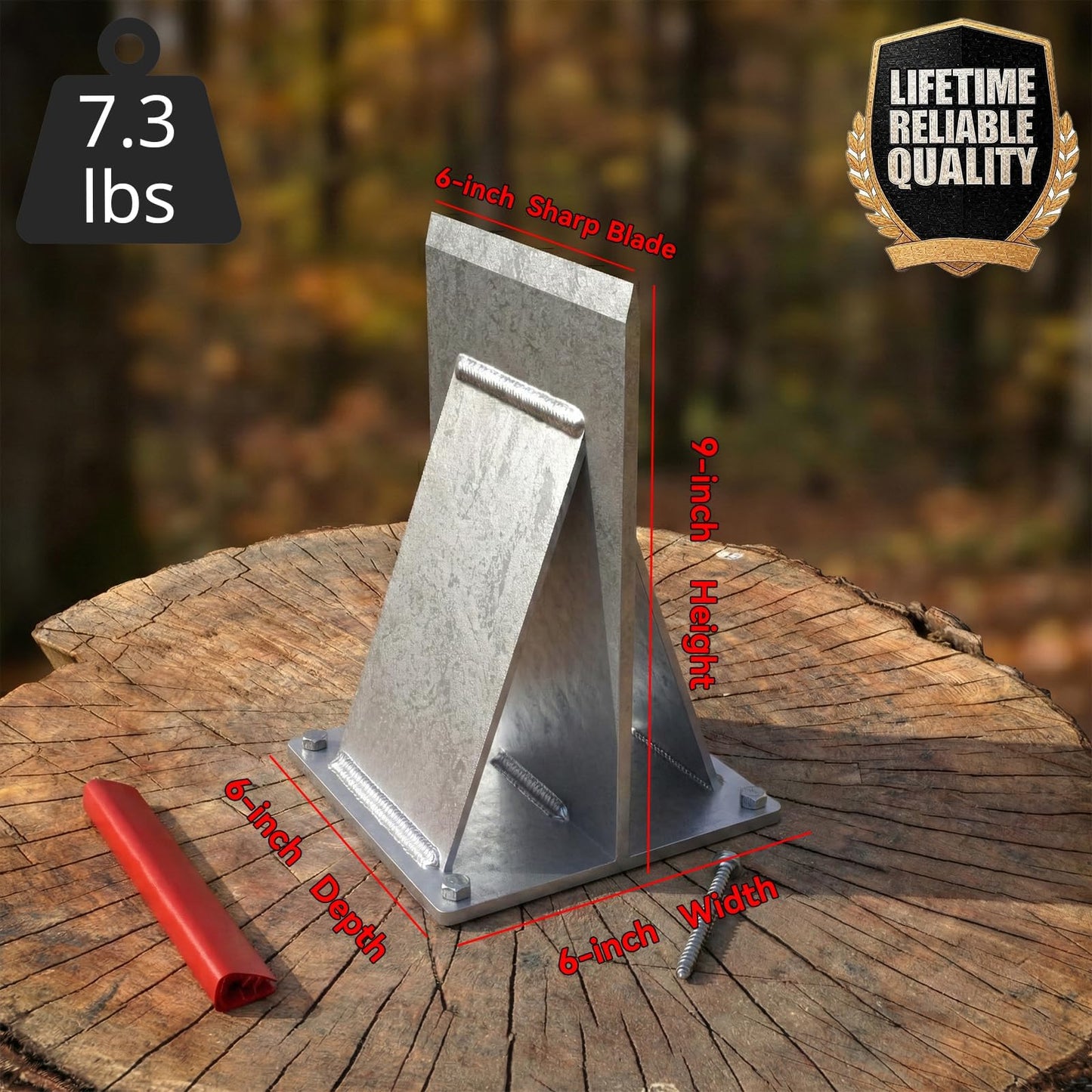 MEEPOCAN Firewood Splitter with Wider Fins, Ultra-Sharp Blade, 7.3LB Heavy Design Reduces Bounce, Safe Axe-Free Wood Splitting Wedge for Fire Pits & Outdoor Use, Silver, Size: XLarge