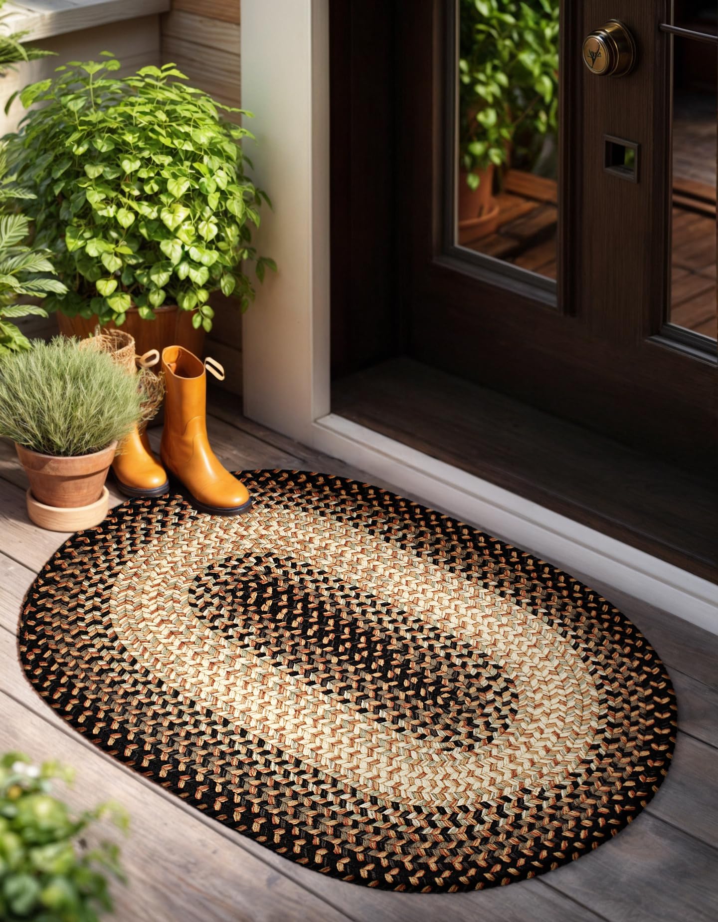 RRI Home Decor EastEnd EL83 Charcoal 2' x 3' Oval - Braided Area Rug, Home Decor, Floor Mat or Bedroom Rug - Easy Care, Ideal for High Traffic Areas in Hallway and Living Room - Made in USA