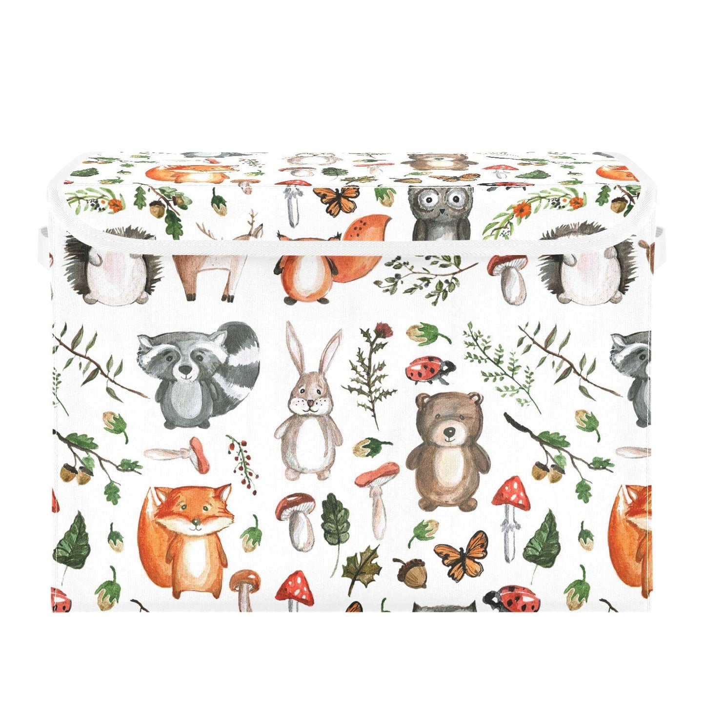 senya Large Storage Bins with Linen Collapsible Foldable Storage Cubes Fabric Closet Organizer Containers box with Flip-Top Lid for Home Bedroom Office 16.7 x 12.6 x 11.8in (Linen-woodland)