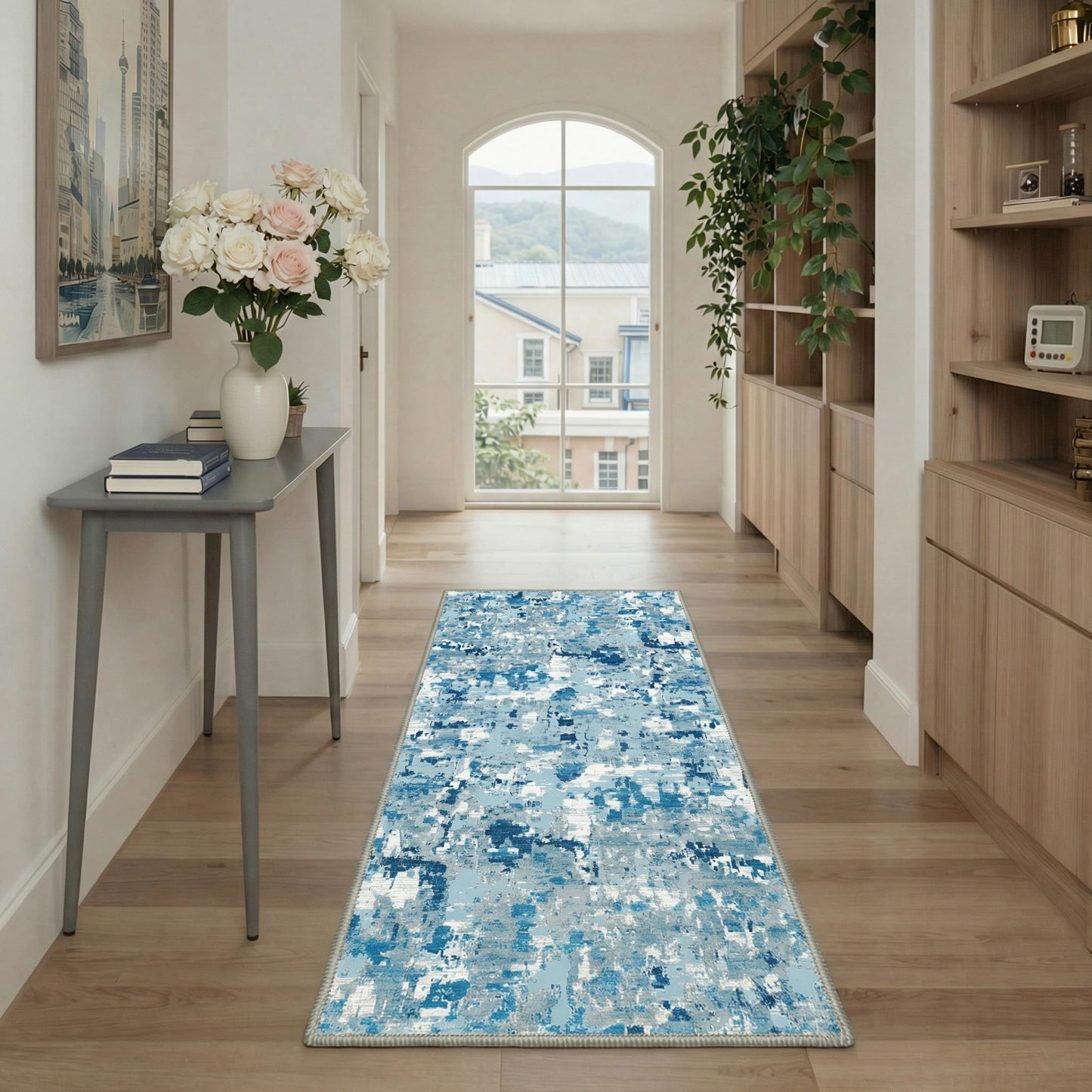 BEIMO 2x3 Rugs for Entryway Entrance Kitchen Bathroom, Machine Washable Rug Modern Abstract Soft Area Rug, Low Pile Indoor Floor Carpet with Non Slip Backing, Dusty Blue
