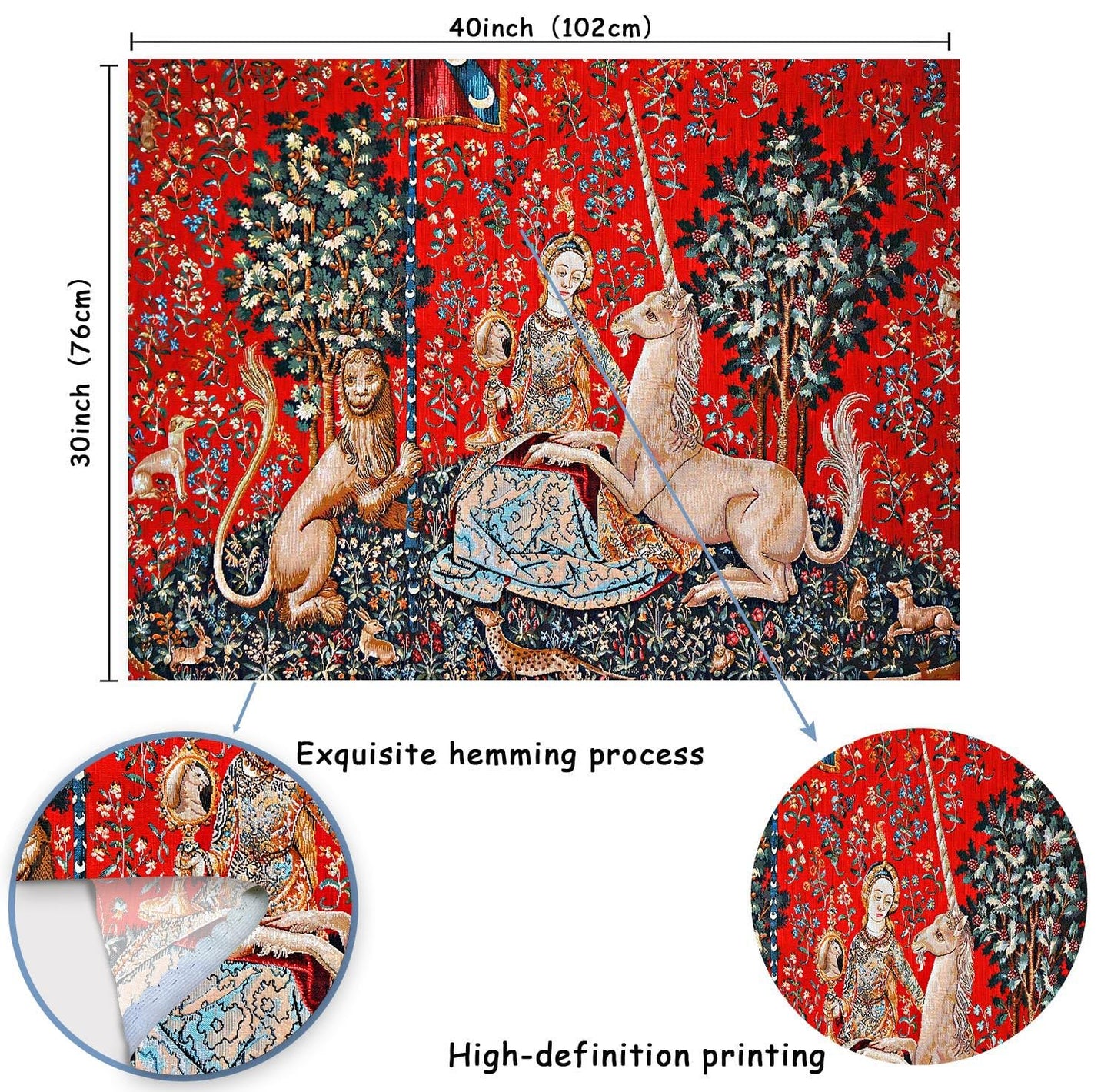 FEASRT Wild Animal Psychedelic Bohemian Tapestry, 40x30 Inches Soft Flannelette, for Living Room Royal Historical Decor