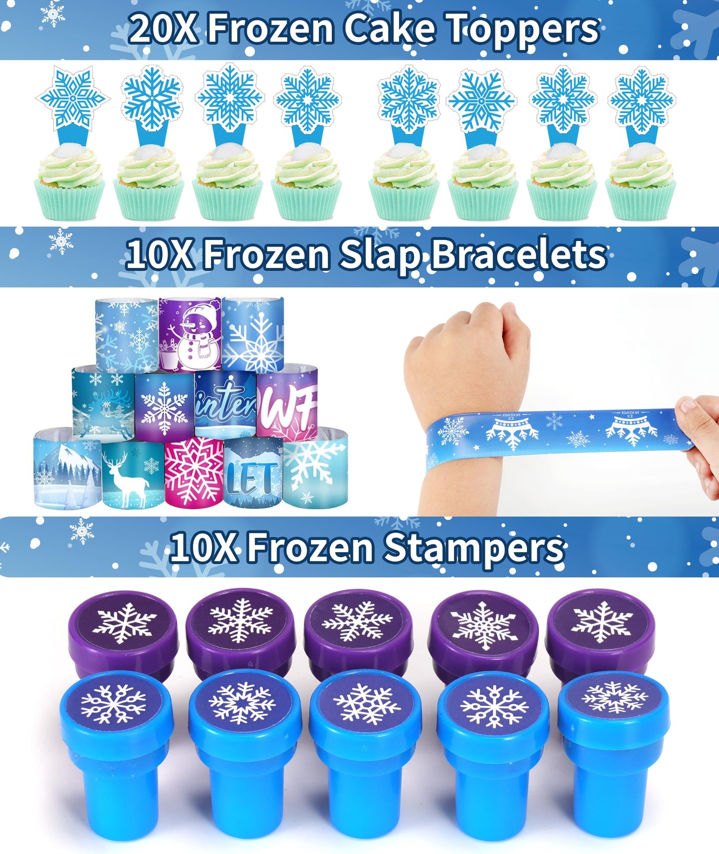 Fumogym 234PCS Frozen Party Favors Supplies Decorations Kit Include Goodies Bags, Straws, Bubble Wands, Crowns, Magic Wands, Notebook, Cake Toppers & More
