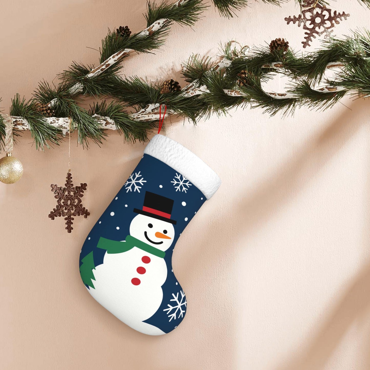 XJHBHJ Personalized Christmas Stockings Custom Name Christmas Winter Joy Snowman Snowflakes Stocking 18" Xmas Stockings for Family Christmas Ornaments