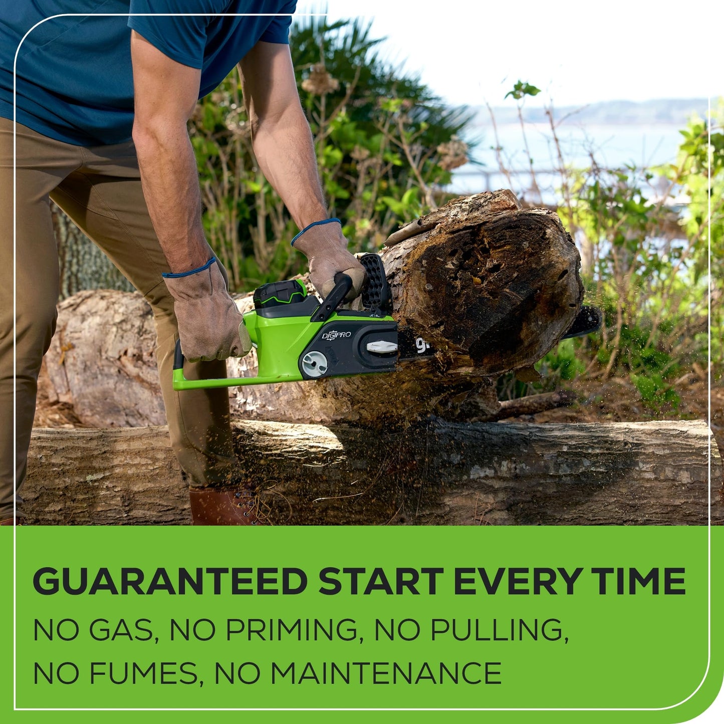 Greenworks 40V 16" Brushless Cordless Chainsaw, 4.0Ah Battery and Charger Included