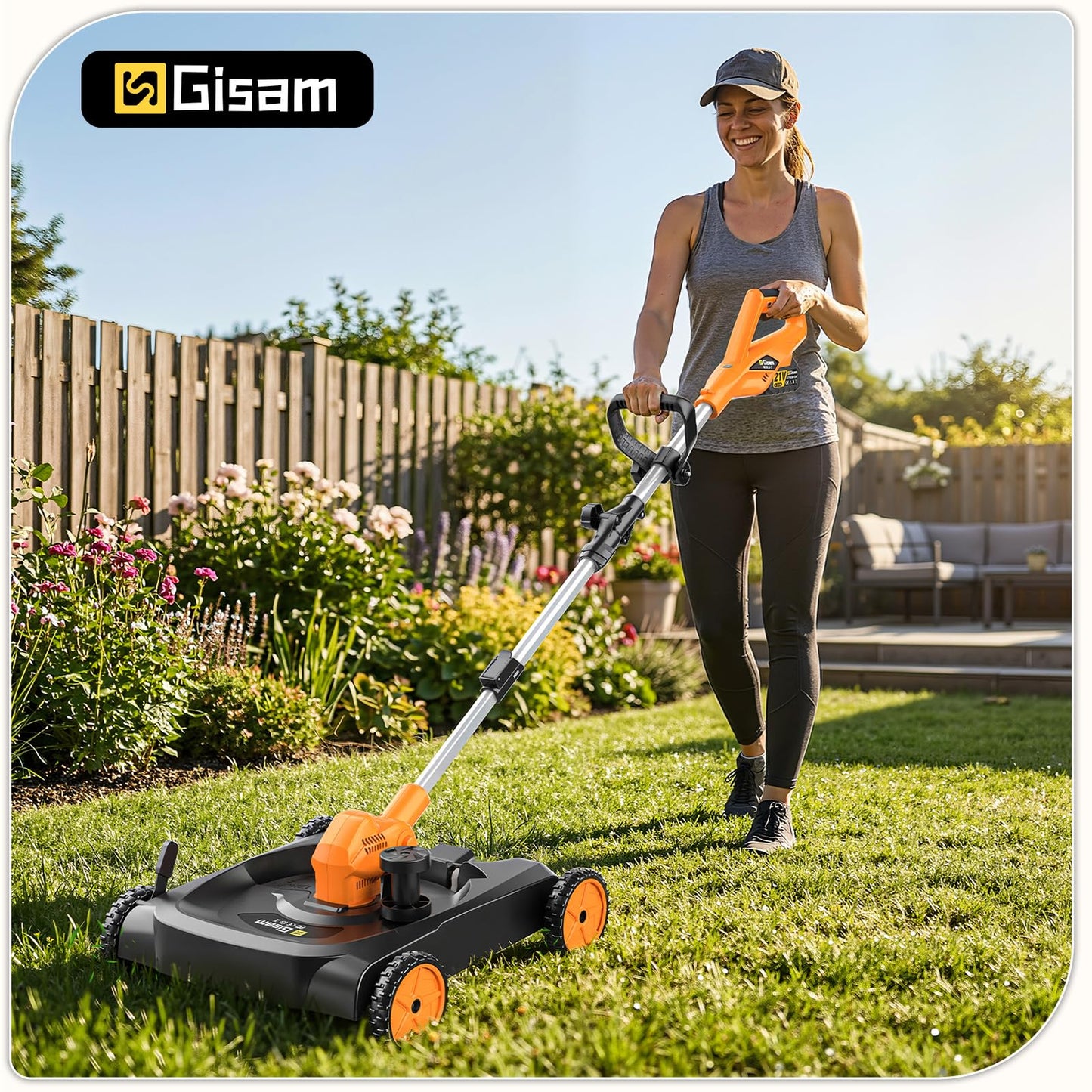 3-in-1 Cordless Lawn Mower, 3000W Brushless String Trimmer & Wheeled Edger Combo Kit, 18.9 Inch, 3 Blades for Lawn Weeds Shrubs, Adjustable Height & Angle Electric Weed Wacker Garden Tools