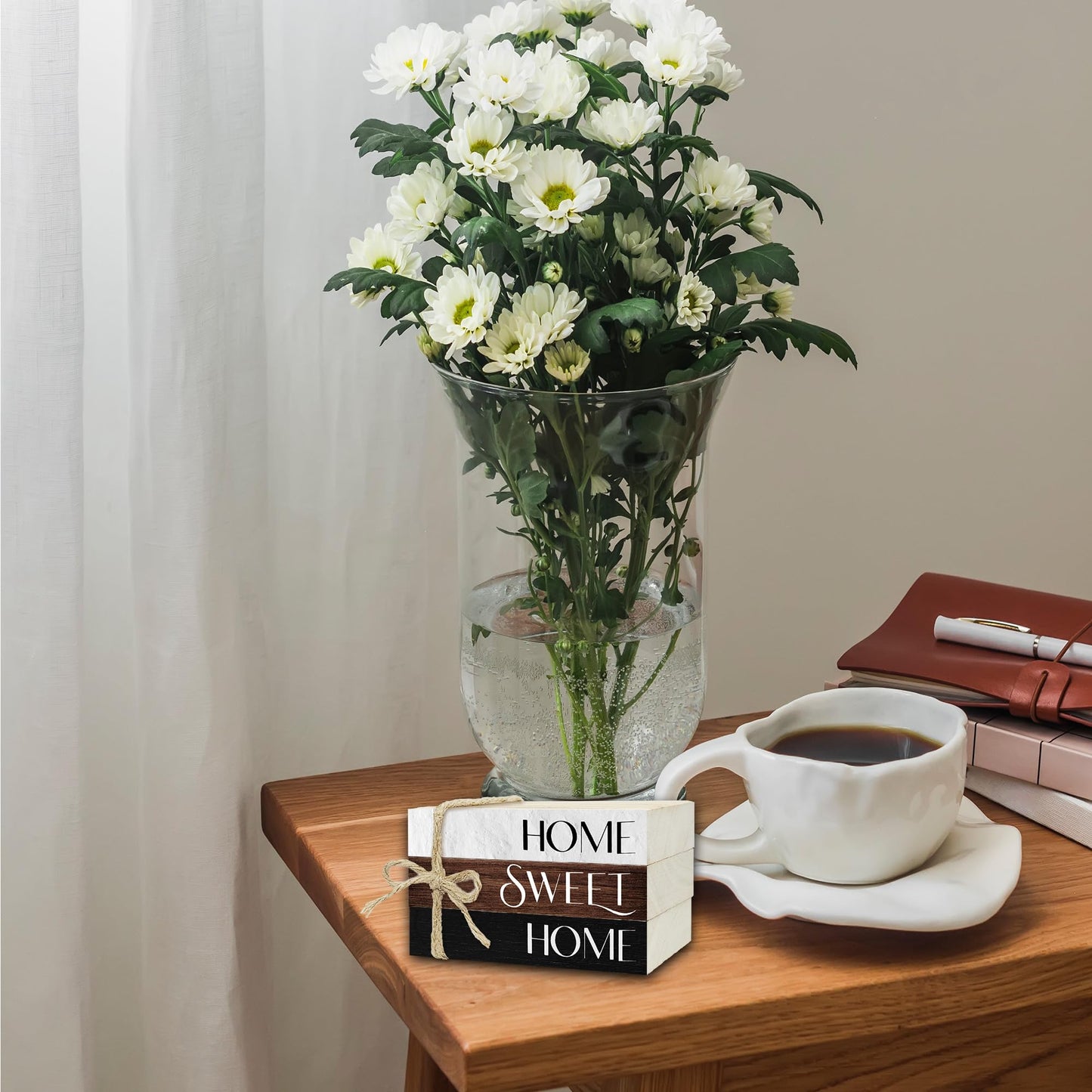 Ycyfckdr Mini Decorative Books for Home Decor, Rustic Wood Stack for Table, Home Sweet Decor Books for Living Room Shelf, Farmhouse Stacked Book Gift (L10)