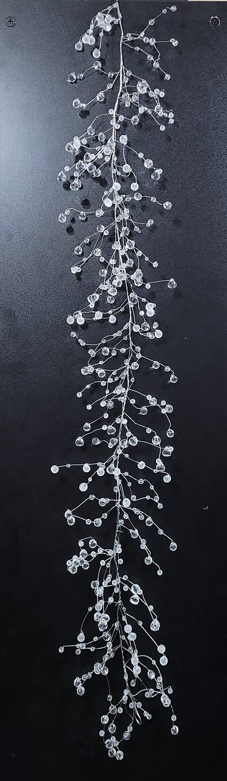 Galt International 192" Acrylic Crystal Diamond Garland Wire String Frosted & Diamond Cut Beaded Glitter Gem String Decorative Garland (Clear/White) (Set of 4x48-in)