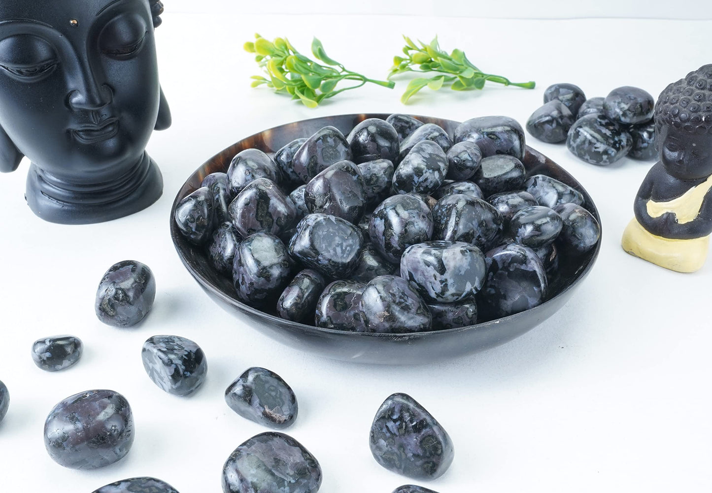 "Crocon 1LB Indigo Gabbro Tumbled Stones and Crystals bulk 2000+ Carats Natural Crystal Kit for Reiki Healing Crystal Polished, Tumble Stones, Chakra Balancing, Reiki Gift, Home Decor Size : 2025 mm"
