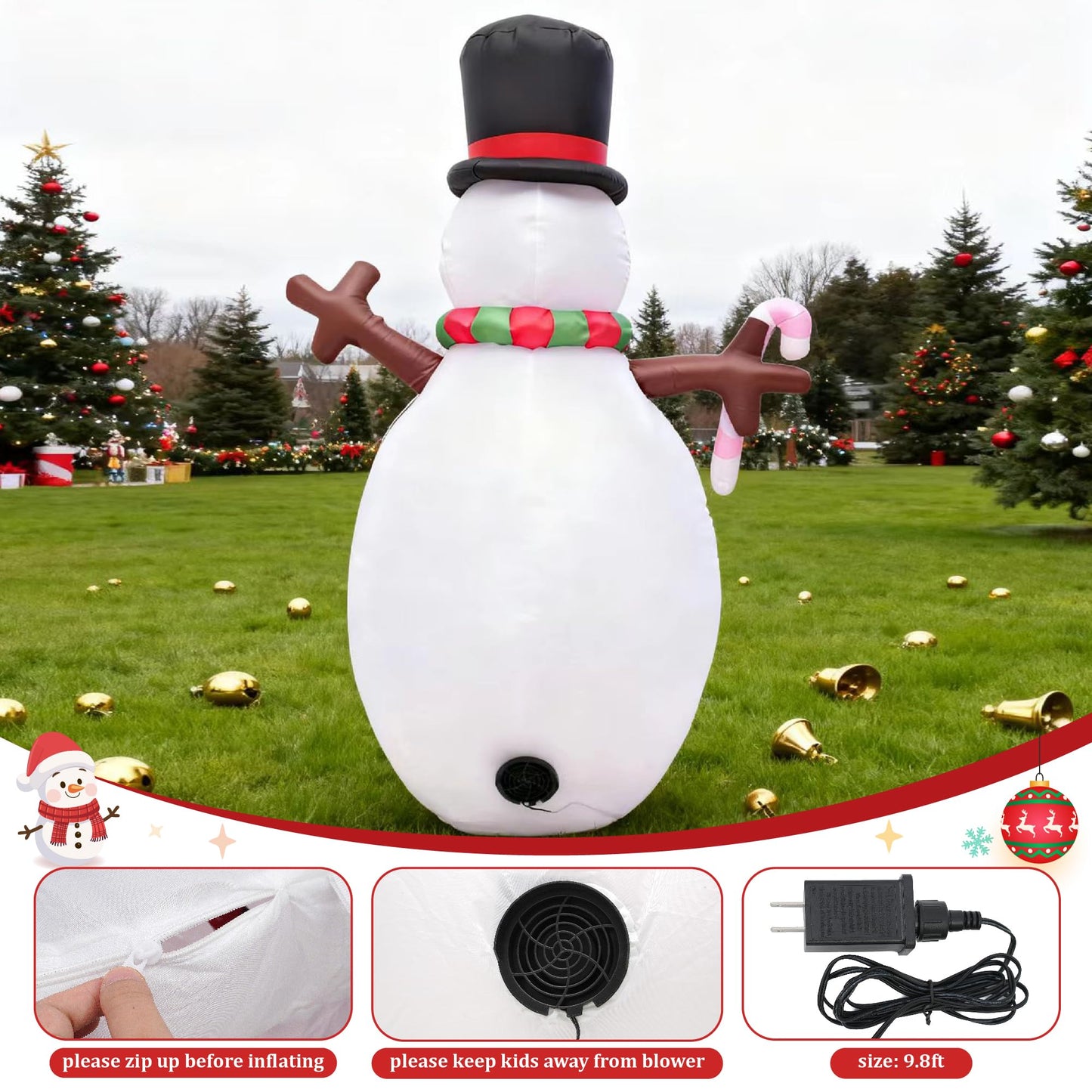 5FT Christmas Inflatables Outdoor Decoration, Snowman Inflatable Christmas Decorations Yard Decor Christmas Party Outdoor, Garden, Lawn