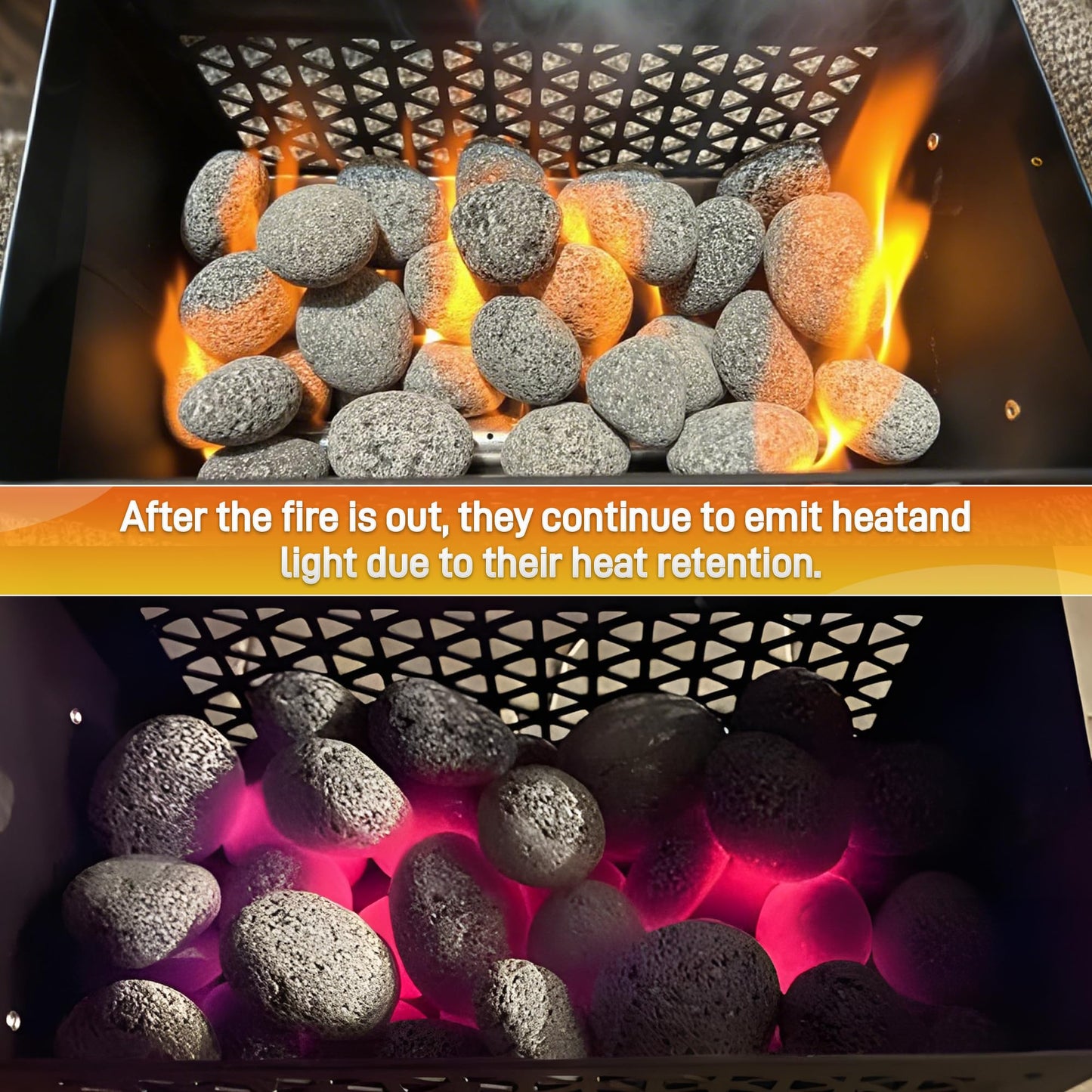 Biotolot 18LB Lava Rocks for Fire Pit, 1-2 Inch Natural Pebbles Tumbled Lava Rock for Gas Fire Pit and Indoor Outdoor Fireplaces