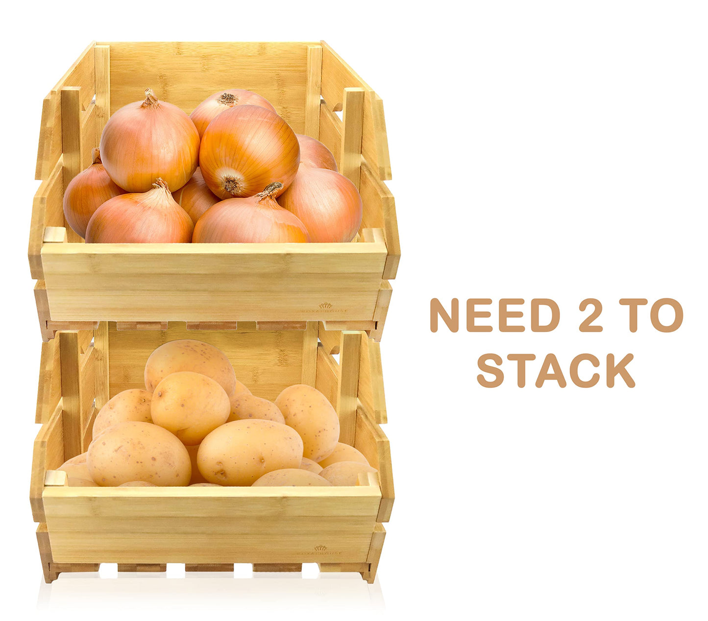 ROYALHOUSE Bamboo Fruit Bowl, Fruit & Vegetable Storage For Kitchen Countertop, Bamboo Fruit Basket, Tabletop Fruit Serving Bowl