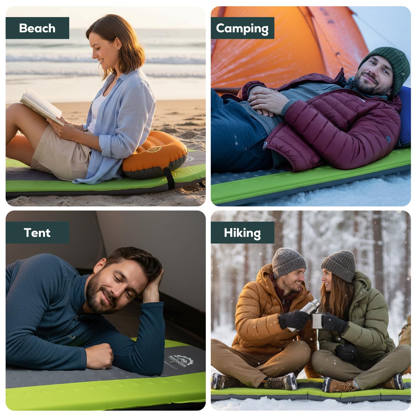 Gear Doctors Oxylus 4.3R-Value Insulated Foam Self Inflating Sleeping Pad Camping—Sleeping Pad Backpacking Air Mattress—Camping Mattress Self Inflating Camp Mat 4 Seasons Sleep Mat—Camp/Floor/Tent/Cot