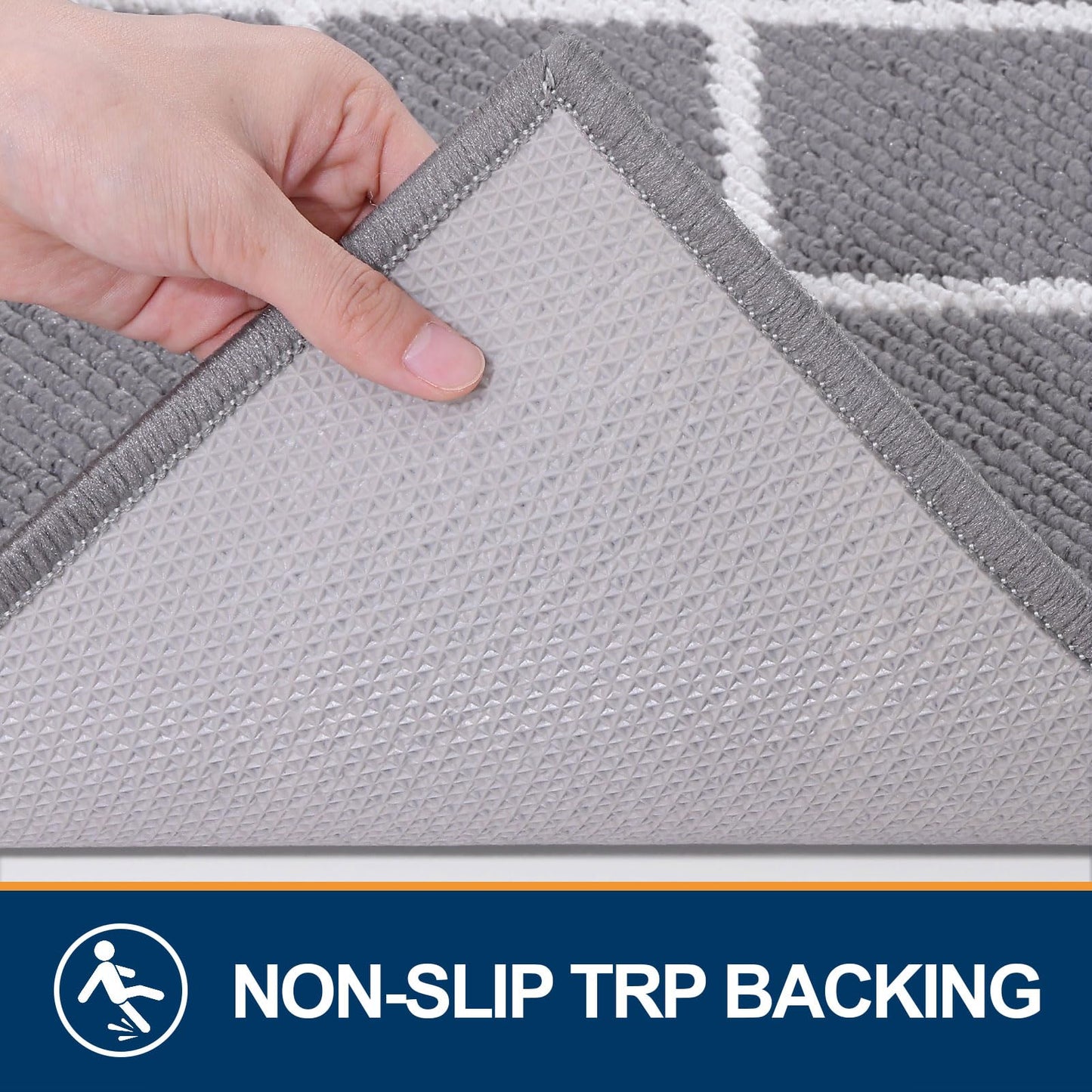 Finchitty Indoor Door Mat, Dirt Resistant and Absorbent, Low-Profile, Non-Slip, Washable Inside Floor Mats for Front Door, Back, and Entrance, 32" x 20", Grey