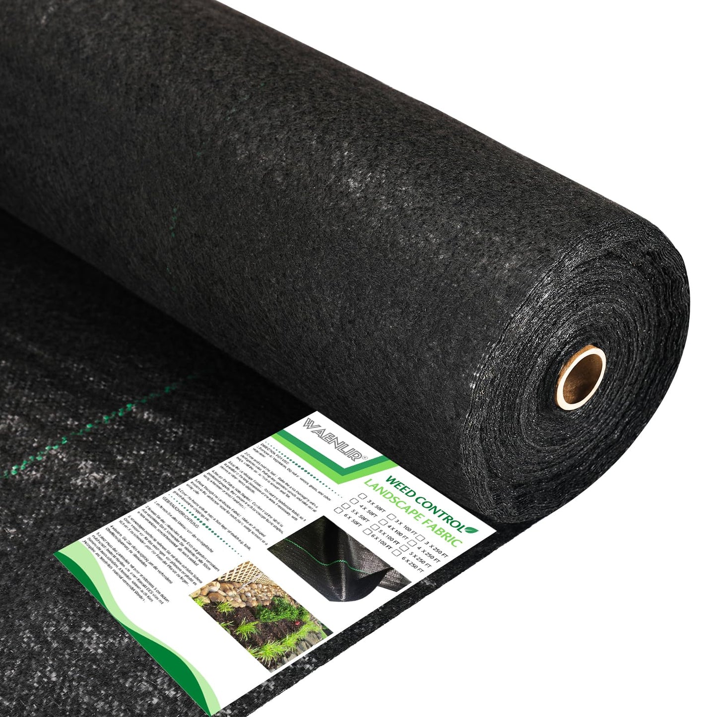WAENLIR 5.8oz 3FT x 100FT Heavy Duty Landscape Fabric Weed Barrier Premium Woven Ground Cover Roll, UV Resistant&Tear-Proof, Ideal for Garden Beds, Walkways, Patios, Greenhouses, Outdoor Landscaping