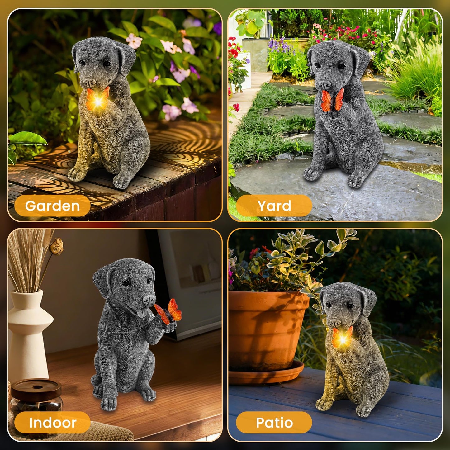 Solar Garden Statues Outdoor Decor, Garden Decor Dog Statue for Yard, Patio, Lawn Outside, Ideal Christmas Birthday Mothers Day Gifts for Mom Women Grandma