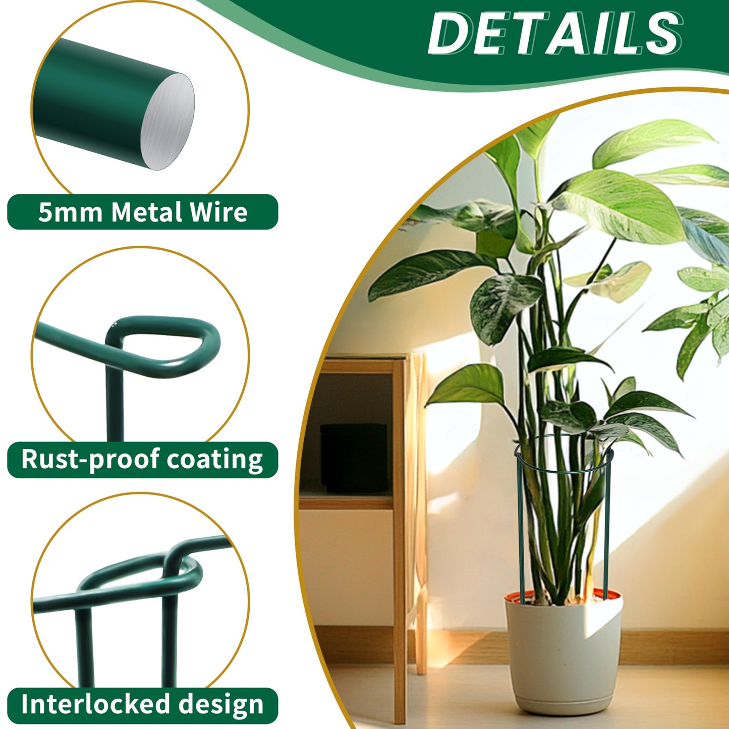 6-Pack Garden Plant Support Cages,14"Diax32"H Heavy Duty Interlinked Half Round Peony Support Rings,Metal Plant Support Stakes for Peony,Tomato,Hydrangea,Rose,Indoor & Outdoor Garden Plant Supports