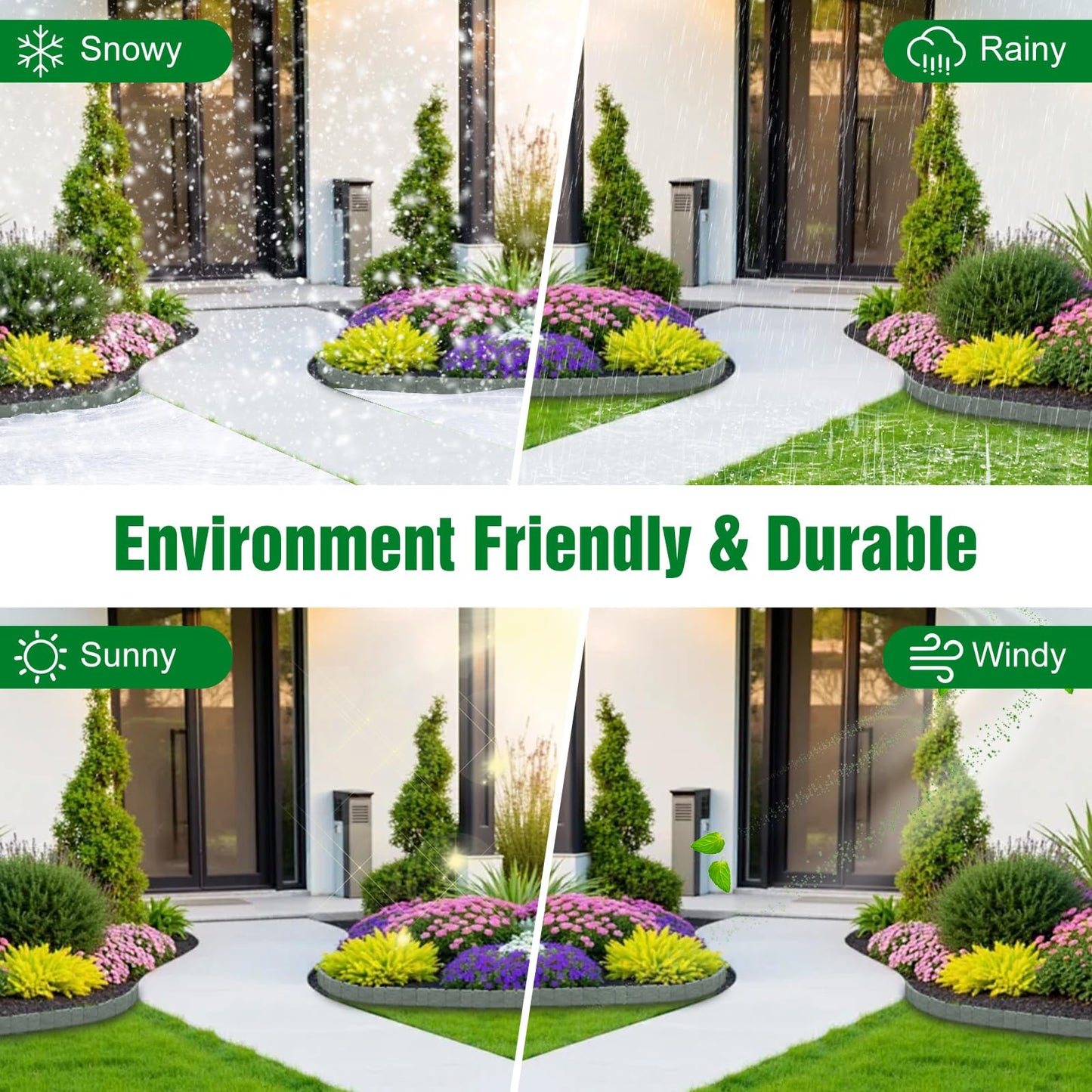 20Pcs Garden Edging Border, 9.8"x 9" Stone Effect Lawn Edging, Landscape Edging Lawn Garden Fence Decorative Landscape Border 16.4Ft Length Landscaping for Lawn Flower Bed Yard, Grey