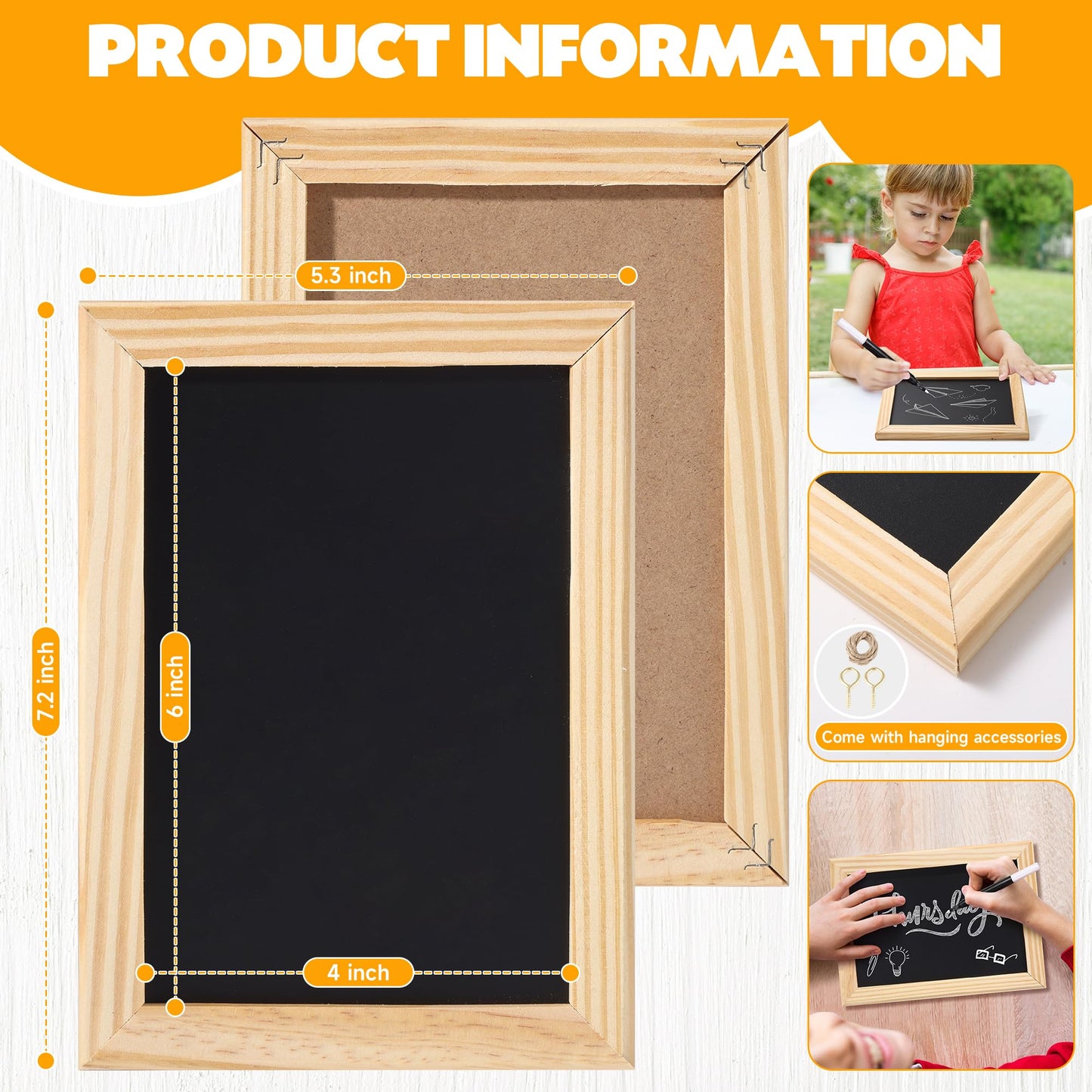 Miraclekoo 2 Pack Mini Chalkborad Signs Small Chalk Boards with Unfinished Wood Frame,4 x 6 Inch