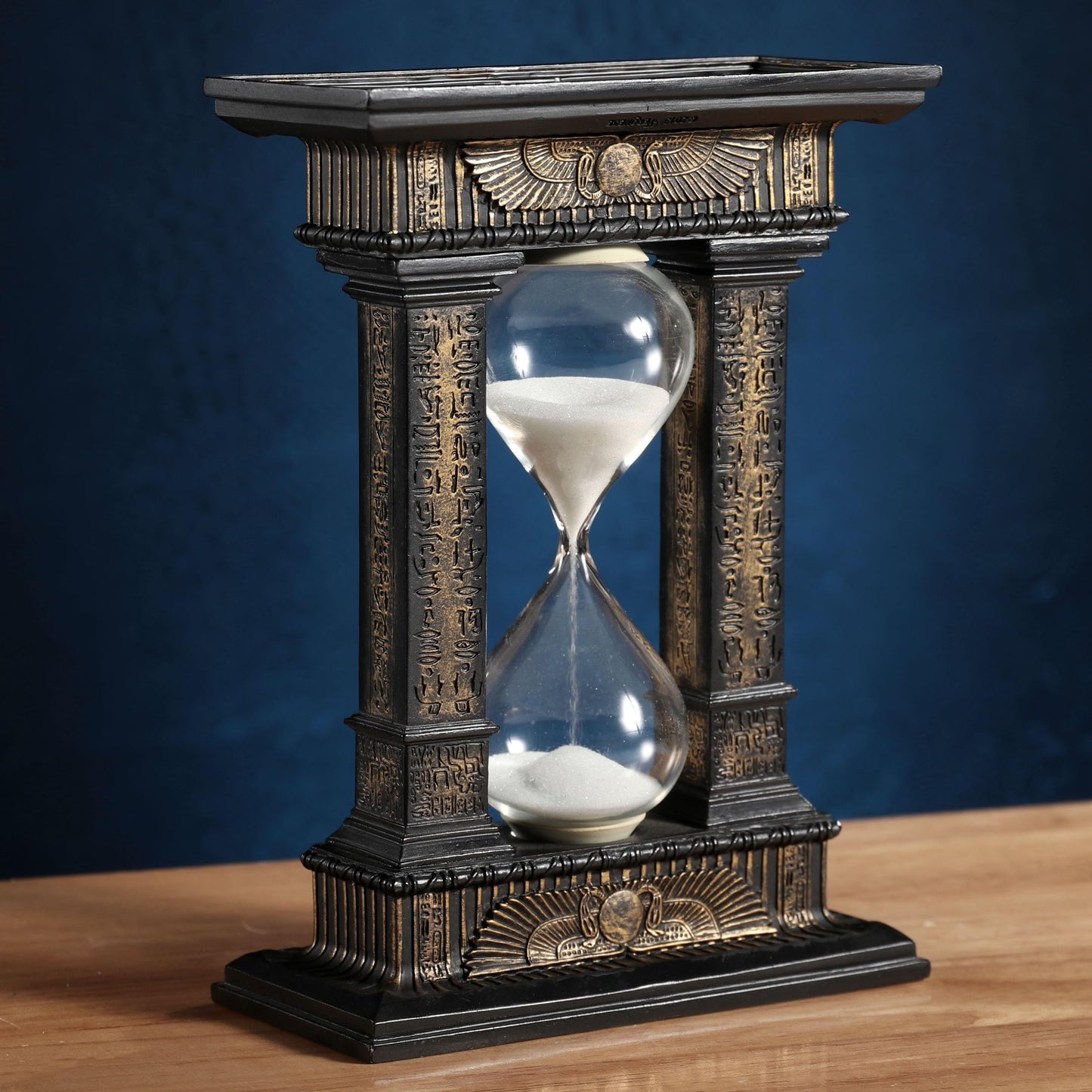 Veronese Design 7 1/8 Egyptian Winged Sun Columns Hourglass Resin Sand Timer 5 Minutes