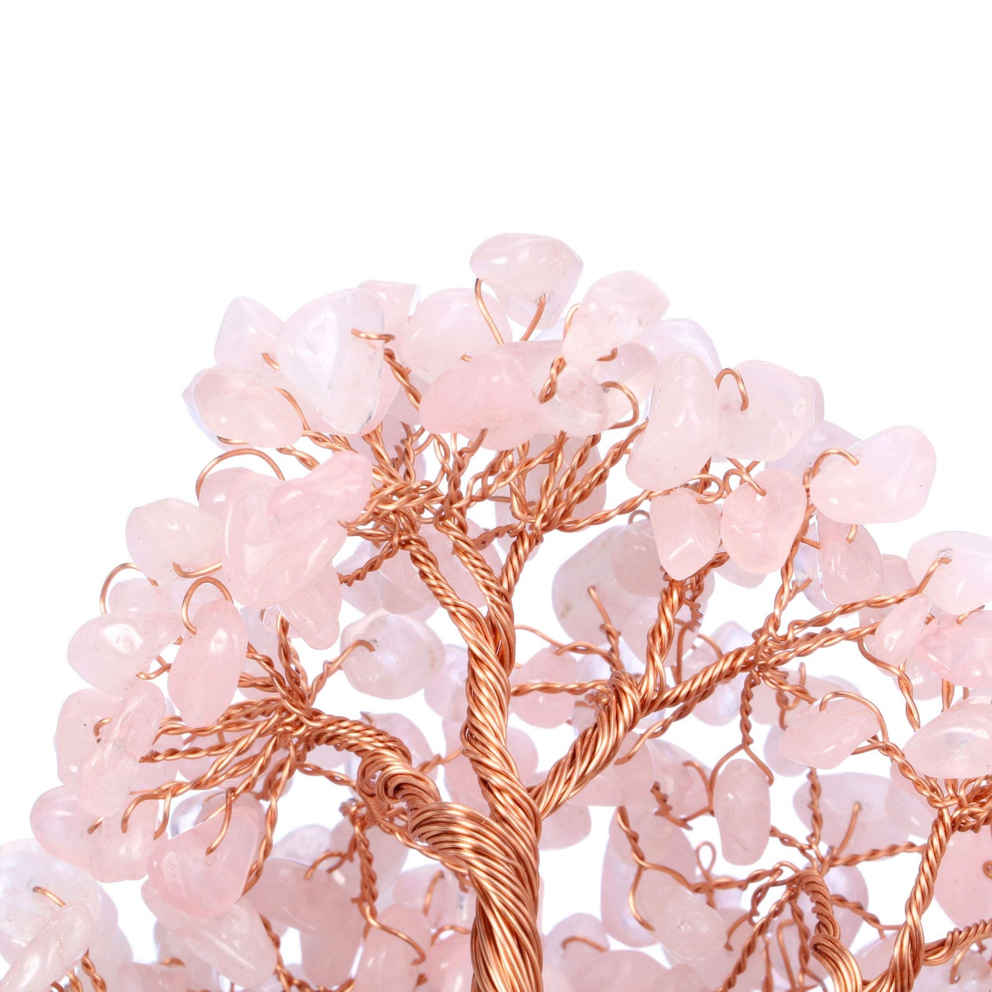 Jovivi Natural Rose Quartz Healing Crystal Money Tree on Amethyst Cluster Geode Druzy Base Feng Shui Crystals for Home Office Desk Decorations, Wealth, Good Luck