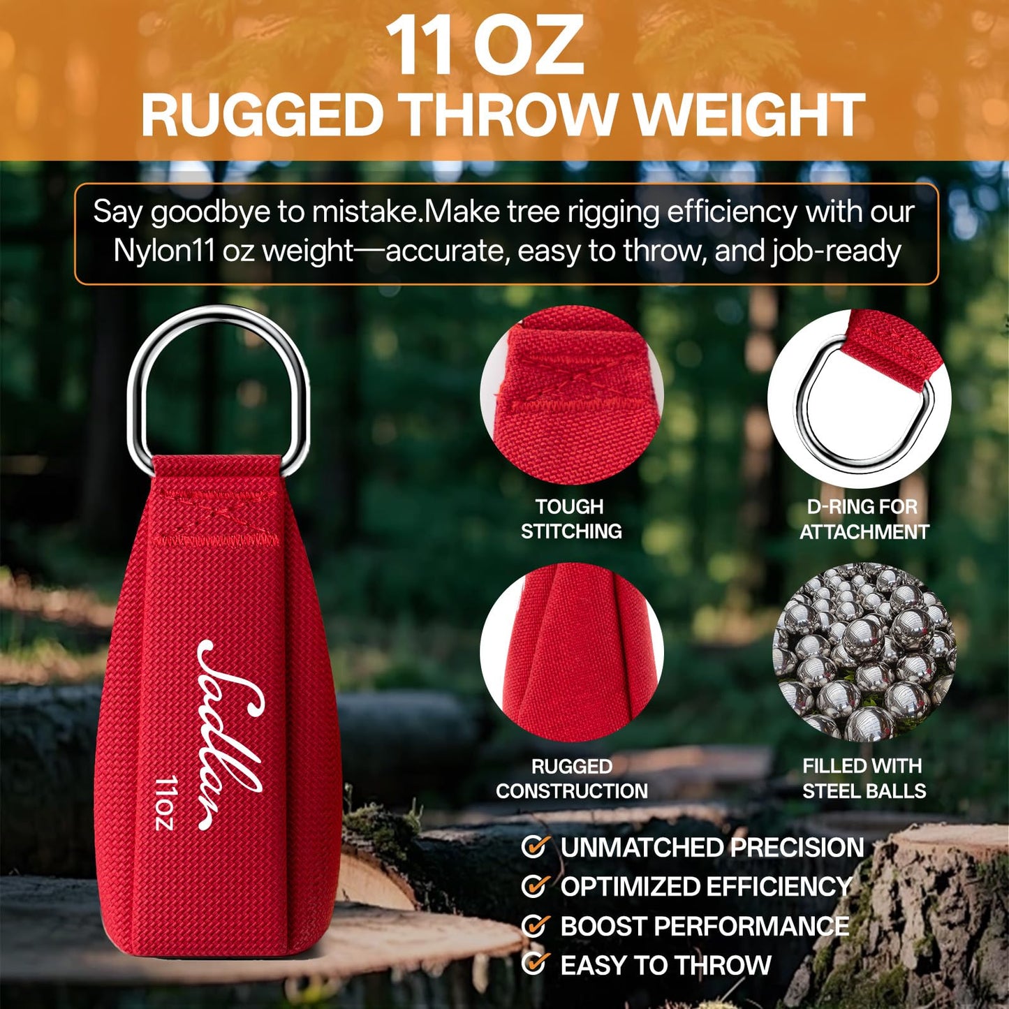 Arborist Throw Line Kit - Ultra Slick 166ft Polyester Rope with 11Oz Weight Throw Bag Low High Limb Throwing Adults Forestry Tree Trimming Cutting Gear
