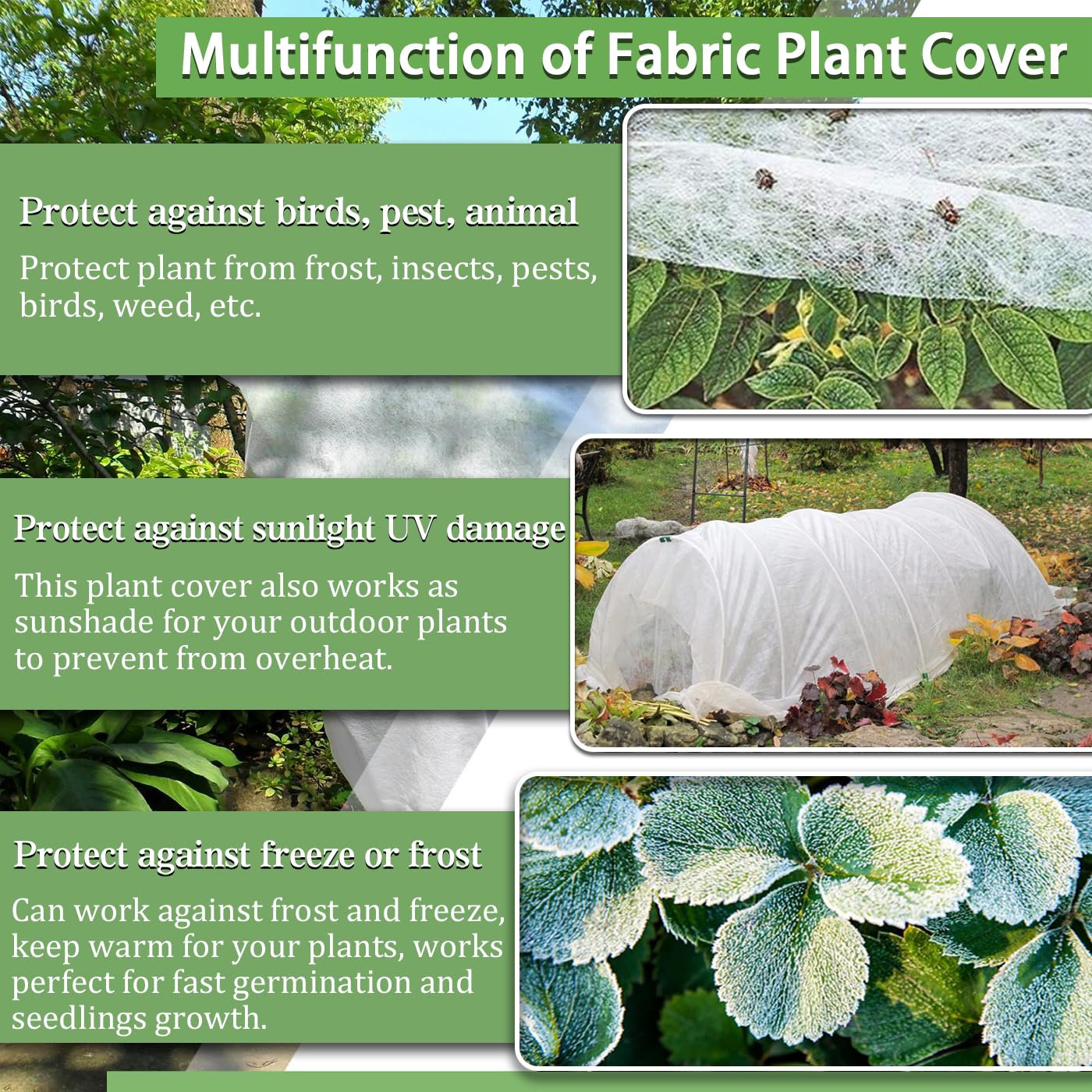 Tilvex Plant Covers Freeze Protection 7 x 100 Ft, Thick Frost Cloth for Outdoor Plants, Winter Plant Blankets and Frost Covers for Garden Frost Protection, Floating Row Cover
