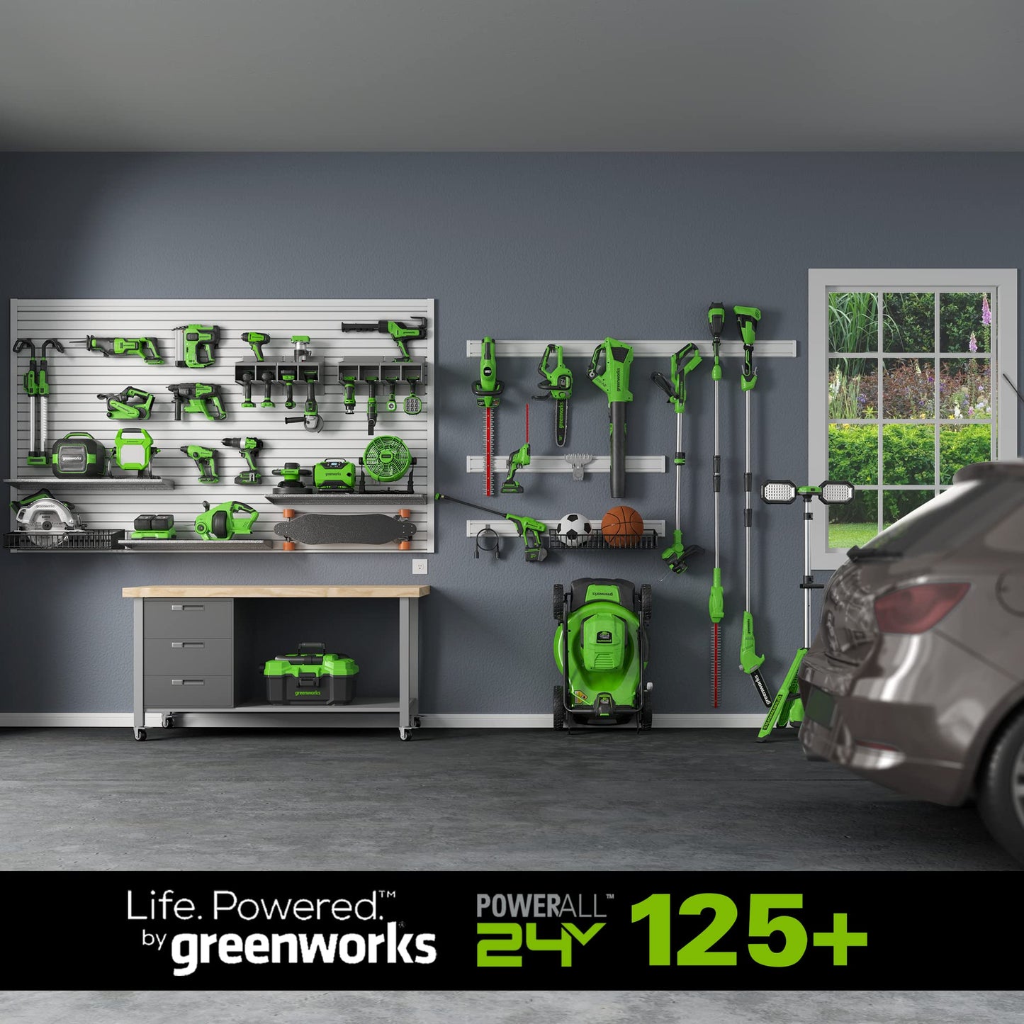 Greenworks 48V (24V x 2) 21" Brushless Cordless (Self-Propelled) Lawn Mower (LED Headlight), (2) 5.0Ah Batteries and Dual Port Rapid Charger Included (200+ Compatible Tools)