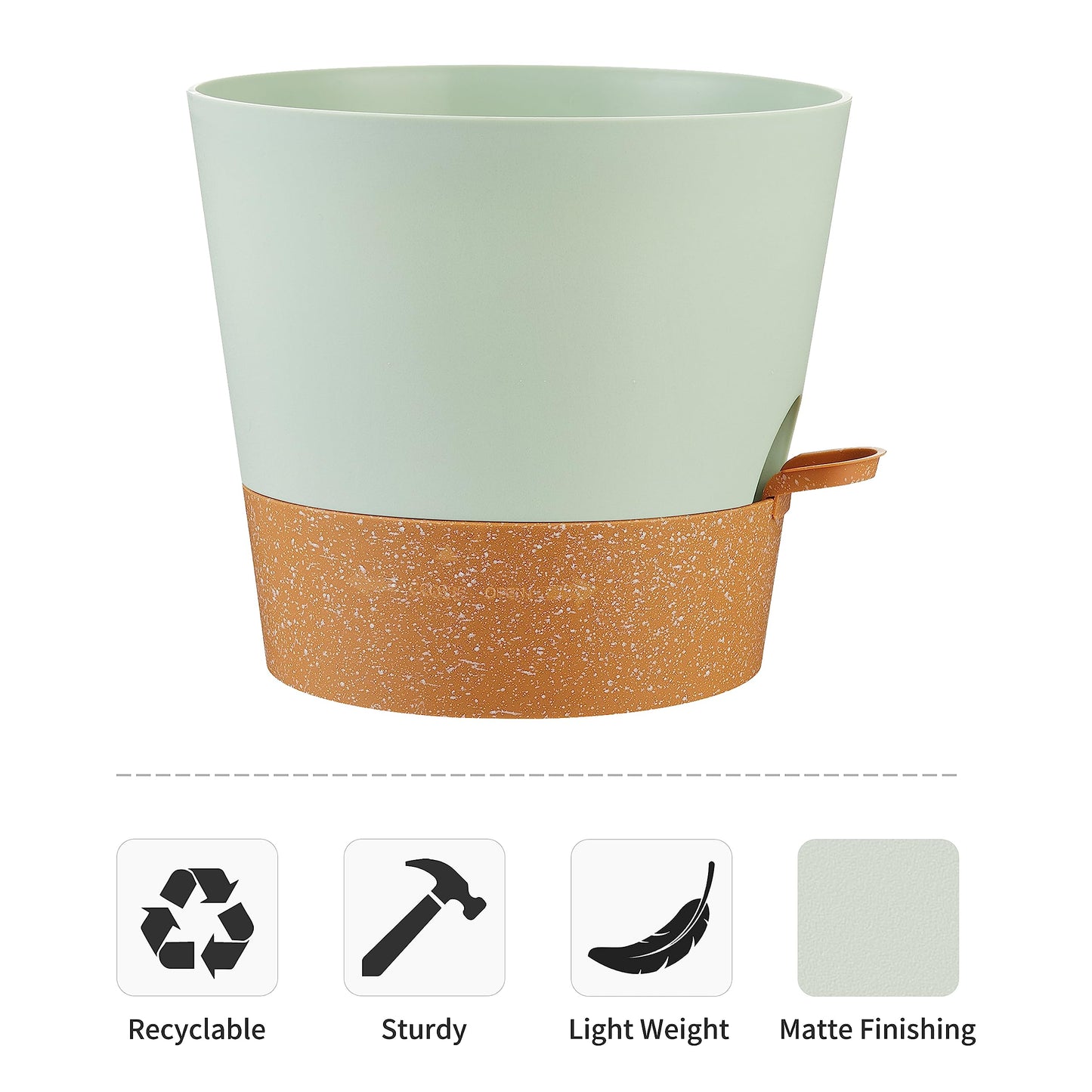 FaithLand 2-Pack 10 Inch Planter Pots for Indoor Outdoor Plants, Self Watering Flower Pots with Deep Reservoir, Green with Terracotta …