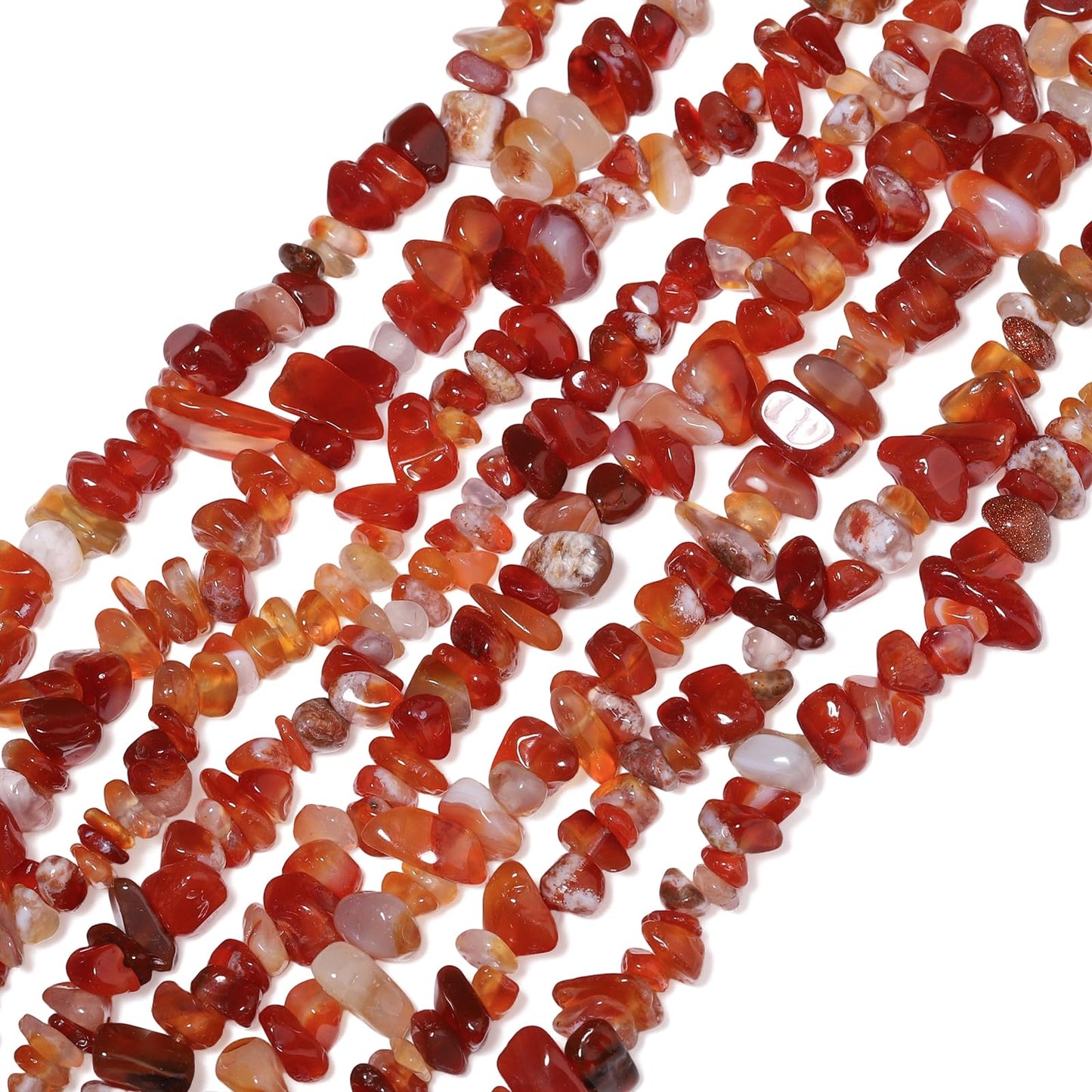 30in Red Agate Natural Chip Stone Beads 5-8mm About 230pcs, Irregular Drilled Orange Red Bead for Bracelets Jewelry Making Supplies for Adults, DIY Crafts.