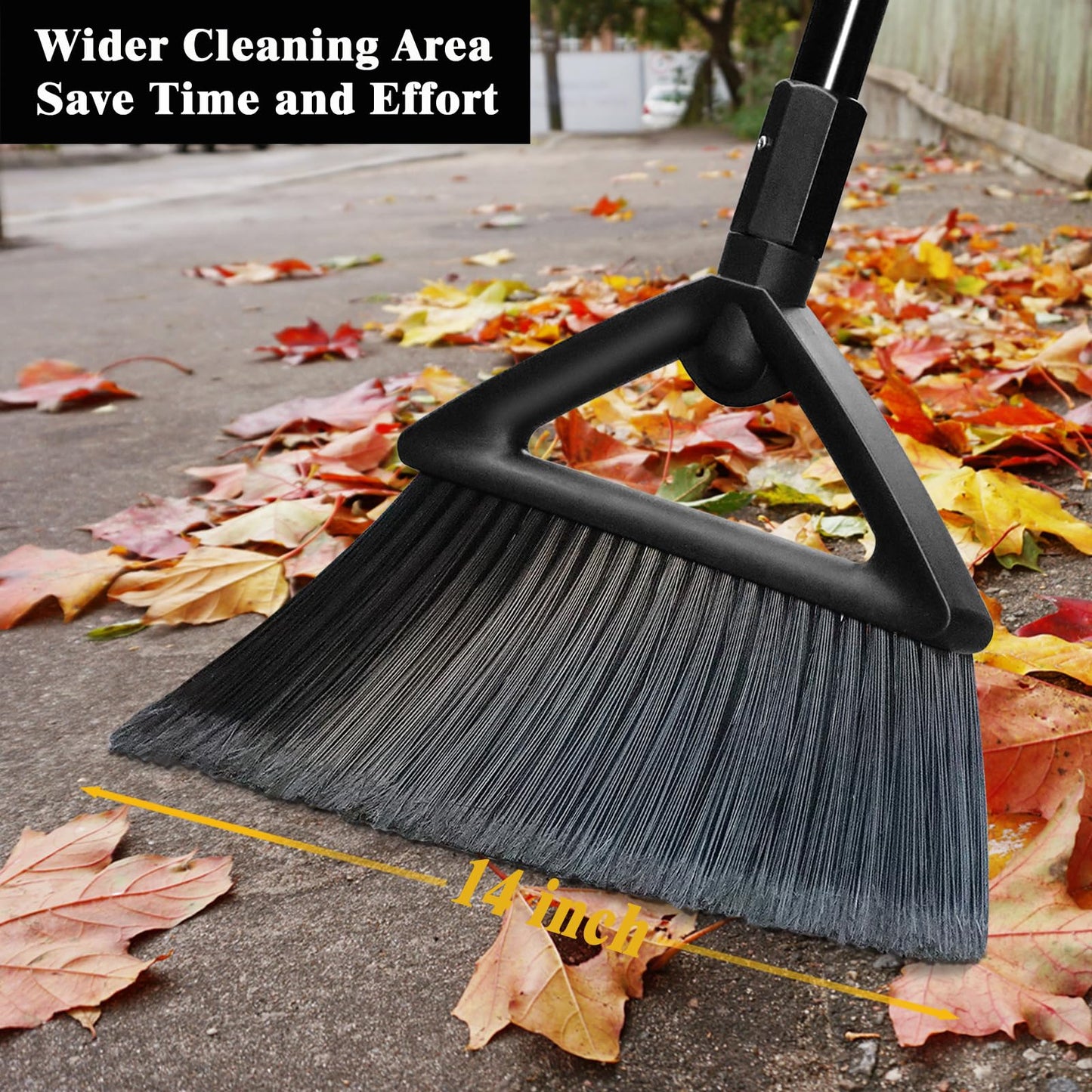 PUTNATRUE Heavy Duty Broom Outdoor Indoor, Upgraded Commercial Angle Brooms, Black Broom for Sweeping House, Restaurant, Kitchen, Garage, Courtyard