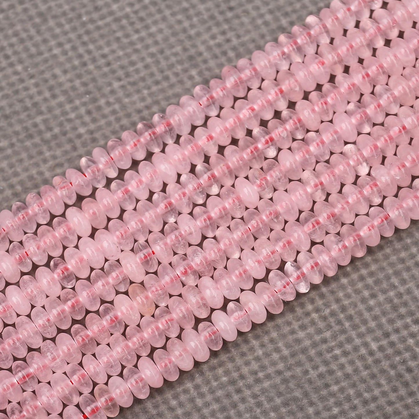 BONNY BOXX 1 Strand (150PCs) Natural 2 * 4mm Pink Quartz Rondelle Beads, Natural Abacus Disk Stone Beads Loose Spacer Gemstone for DIY Bracelet Necklace Jewelry Making