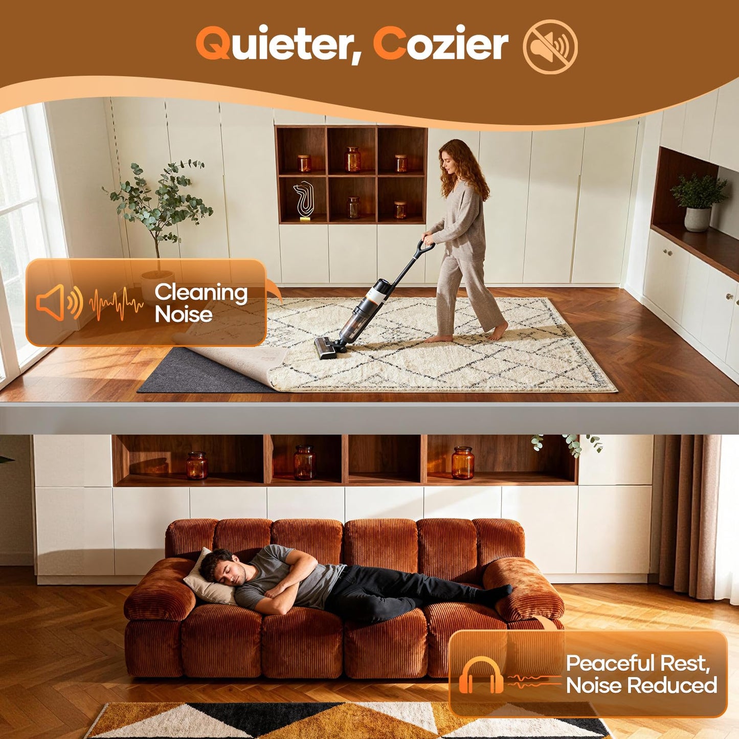 Veken Non Slip Cushioned Rug Pad Gripper, Felt and Silicone Backing, Carpet Liner for Hardwood Floors and Finishes, Under Area Rugs Anti Skid Mat, Keep Rugs Safe and in Place, 2 x 3 Ft 1/8 inch Thick