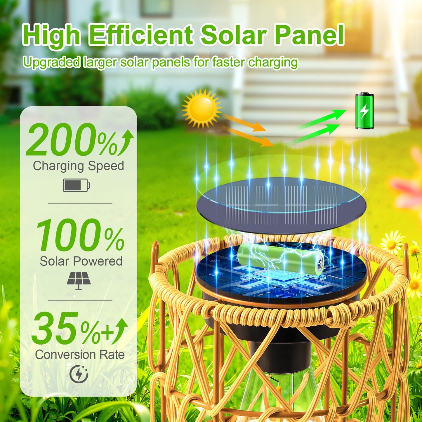 KOOPER Solar Lantern Outdoor Lights, 4 Pack Bright Hanging Solar Lanterns Outdoor Waterproof with Handle, Decoration Rattan Lanterns for Outside Hanging Garden Patio Yard Porch Trees Lawn Pathway Gift