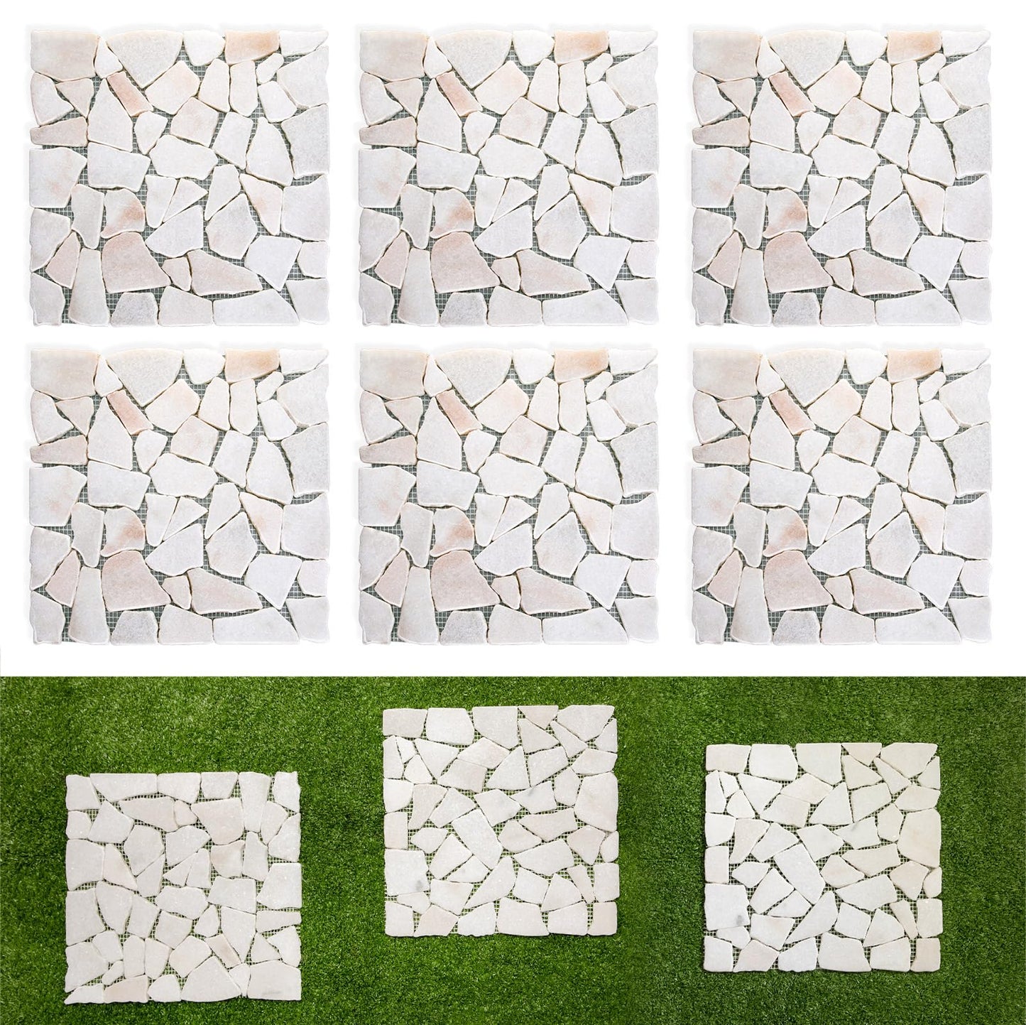 Sasylvia 6 Pcs 12 Inch Stepping Stones Pavers for Outside Walkway, Square Marble Riverstone Decor Pathway Stepping Stones for Patio Backyard Garden Walkway Pathway Outdoor Lawn Yard Decorations