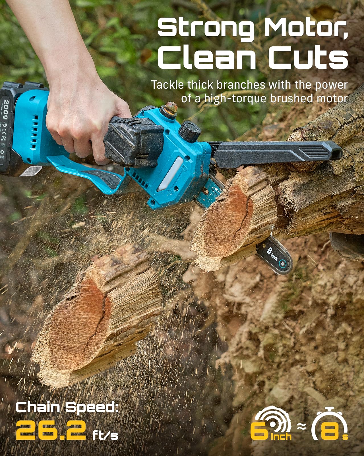 SEESII 2-in-1 Electric Pole Saws for Tree Trimming, 6 Inch Mini Chainsaw Cordless with Extension Pole, Battery Powered Pole Chain Saw, Tree Trimmer Limb Branch Cutter Pruner with 2 Battery P6 Plus