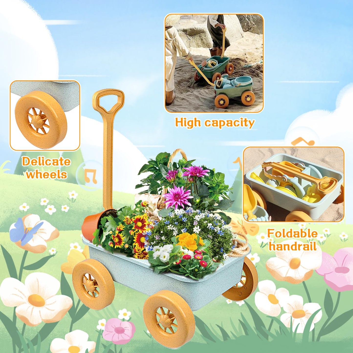 Mostop Kids Gardening Tools Outdoor Toys with Wheelbarrow, Kids Wheelbarrow Outside Toys for Kids Age 4-8, Educational STEM Learning Pretend Toys Outdoor Indoor for Toddlers Kids Boys Girls
