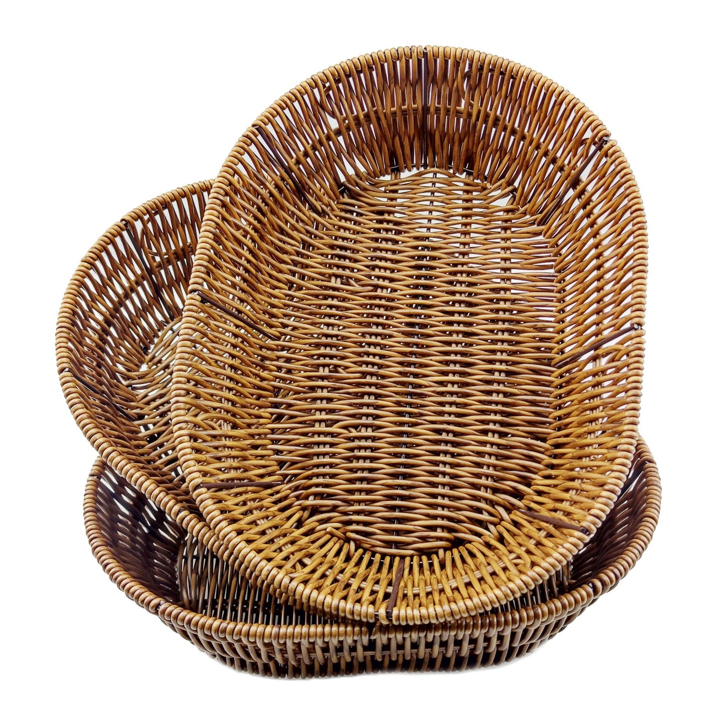 AMBOJIE Wicker Bread Baskets,Tabletop Food Serving Baskets Trays, Handwoven Storage Basket Bin,Fruit Vegetables cosmetics Basket for Home, Restaurant, Bakery (3pcs)