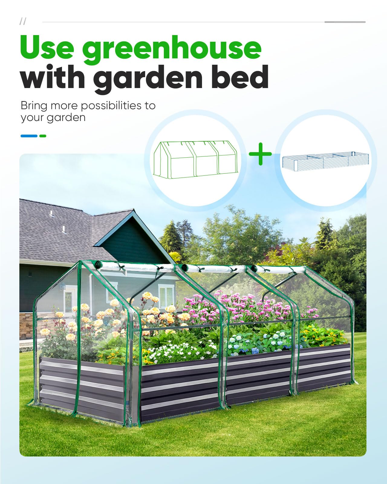Quictent Mini Greenhouse, Portable Quick-Setup Small Tabletop Waterproof UV Protected PVC Cover Shelter for Outdoors/Indoors W/ Raised Base for Garden Plant Seed Starting, 8 Stake, 95"x36"x36", Clear