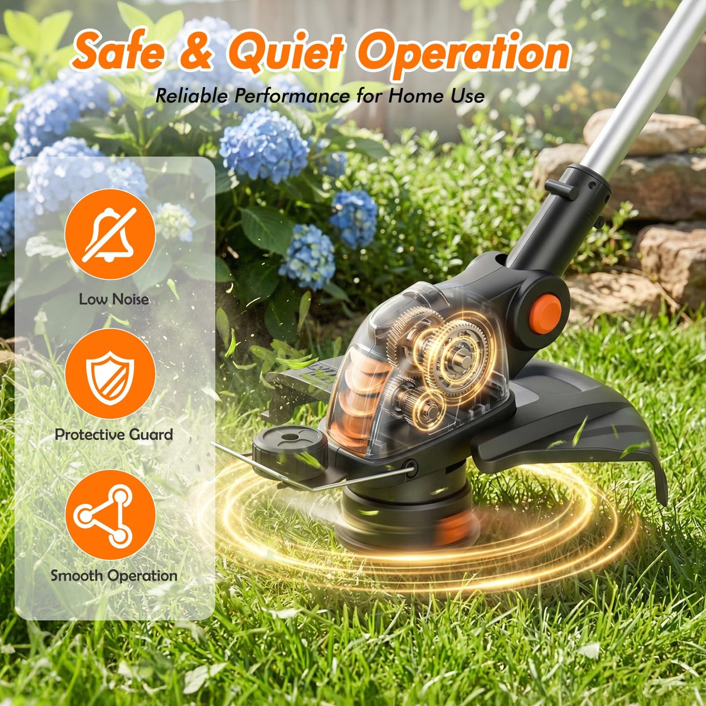 4000mAh Weed Wacker Weed Eater: 21V Electric Cordless Edger and String Trimmer 2in1 Lawn Tool Battery Powered 12 Inch Grass Cutter with 2Pack 4.0Ah Batteries and Charger for Yard Garden Home Use