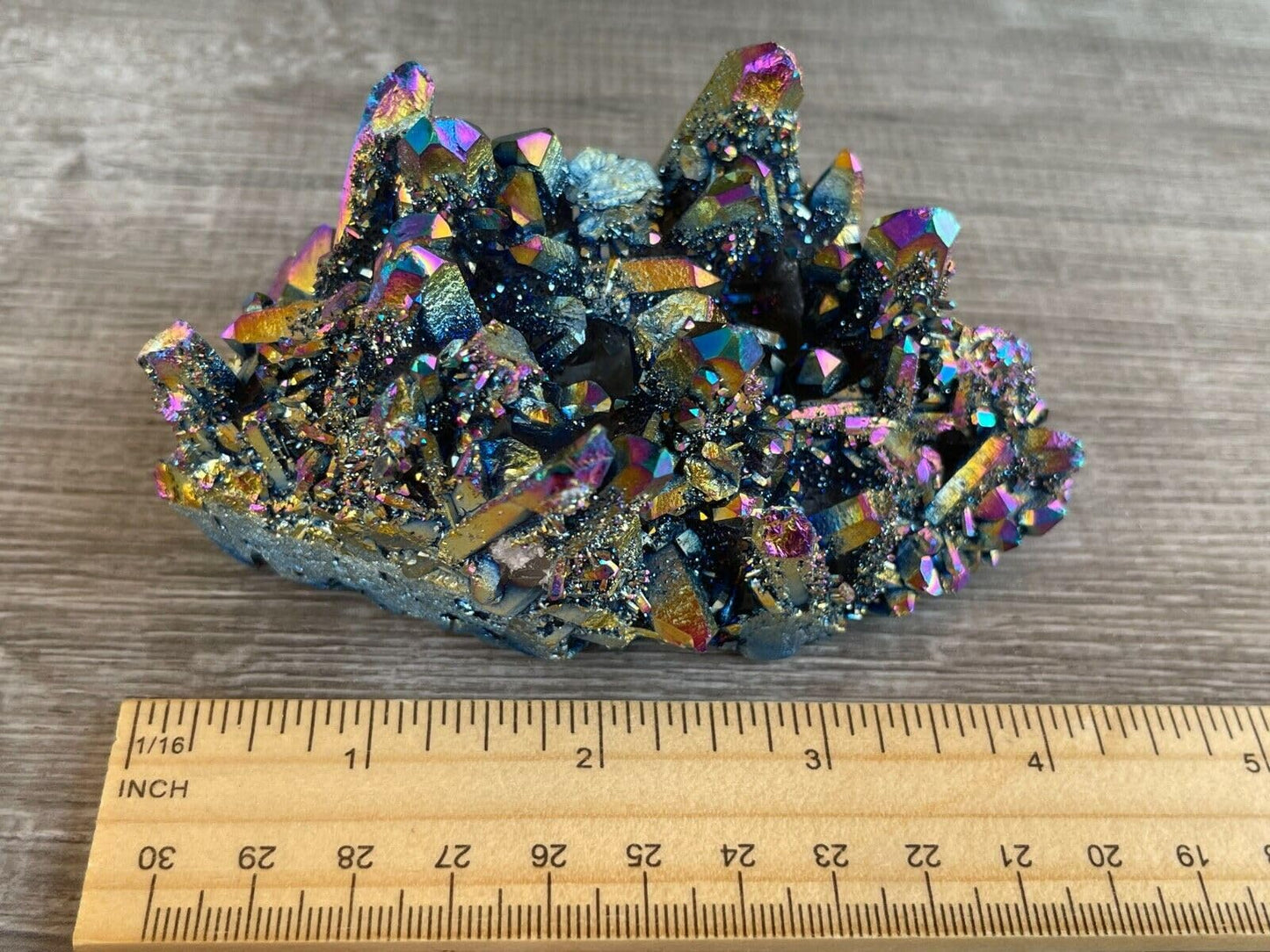 GAF TREASURES XL Raw Aura Rainbow Quartz Clusters, 3-4" Natural Rough Aura Rainbow Quartz Clusters, Aura Rainbow Quartz Clusters Healing Rough Crystal (Aura Rainbow Quartz Clusters, 0.5-1 lb)
